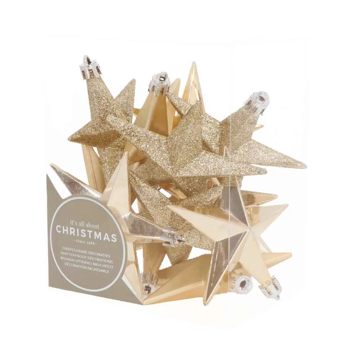 New It's all about Christmas 12 Kerststerren | Goud | Kunststof | 10 Cm