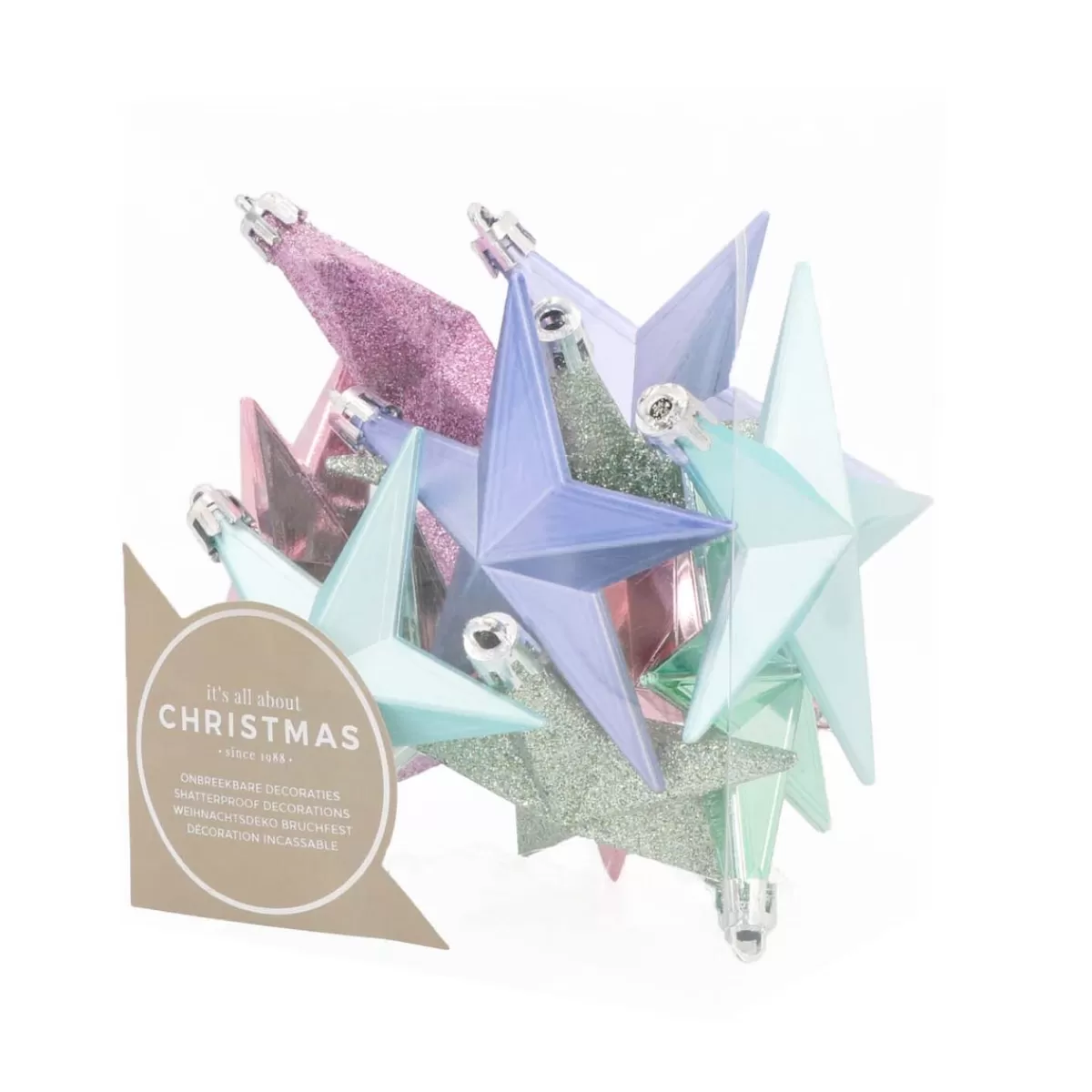 Online It's all about Christmas 12 Kunststof Kerststerren Pastelmix 10cm