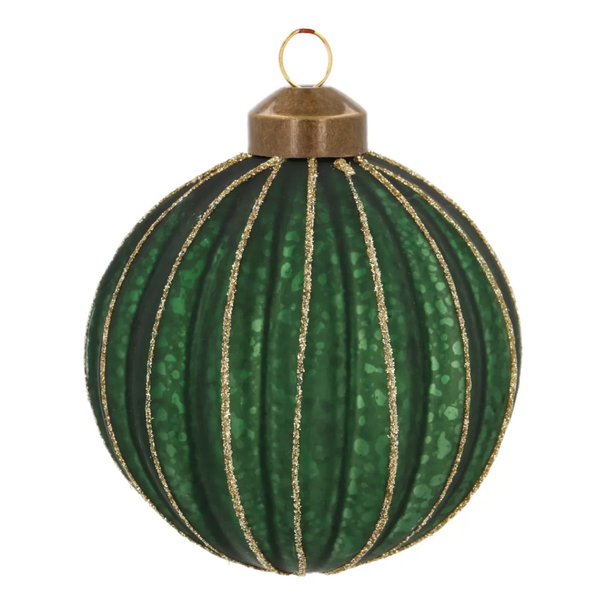 Best Sale It's all about Christmas Diepgroene Kerstbal Met Gouden Glitterstrepen