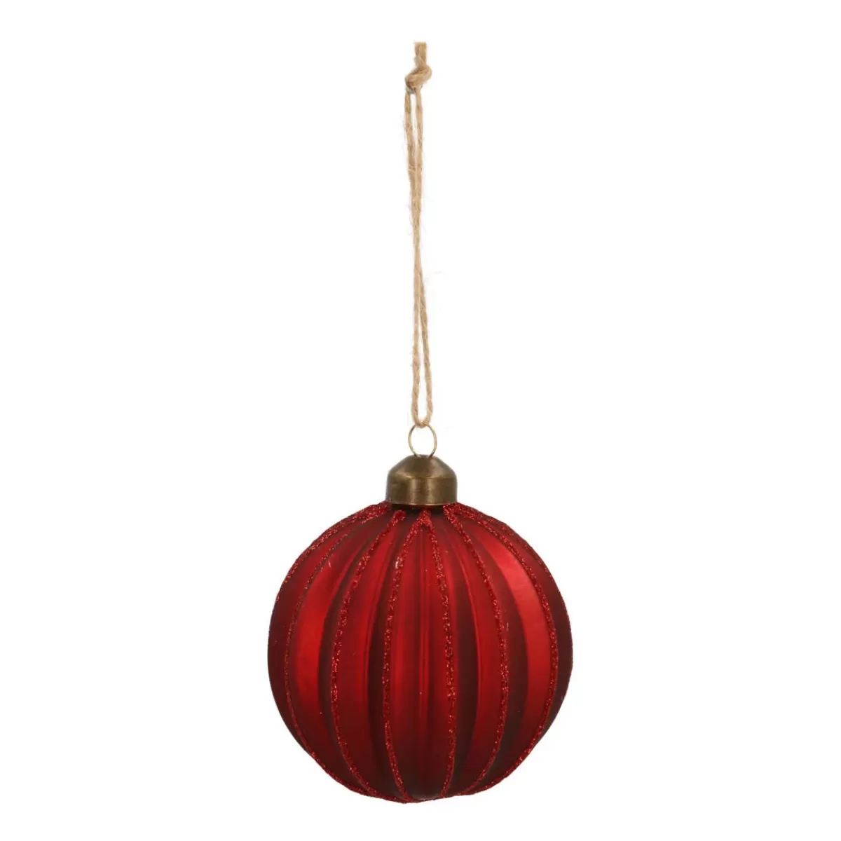 Best Sale It's all about Christmas Glazen Kerstbal | Bordeauxrood Met Lijnen | 8 Cm