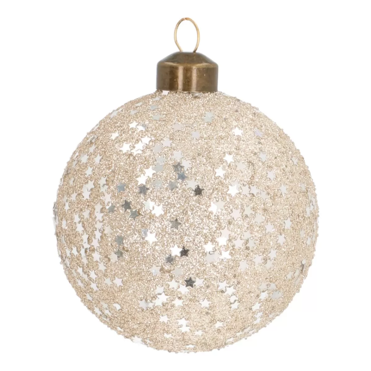 Shop It's all about Christmas Glazen Kerstbal | Champagne Met Sterretjes | 8 Cm