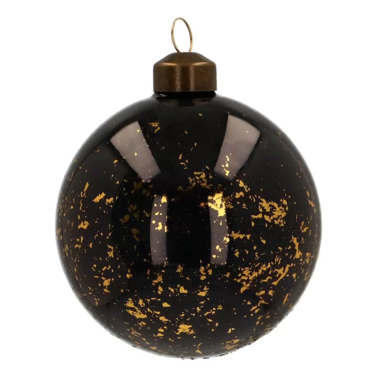 Best It's all about Christmas Glazen Kerstbal | Glanzend Zwart Met Gouden Spetters | 8 Cm