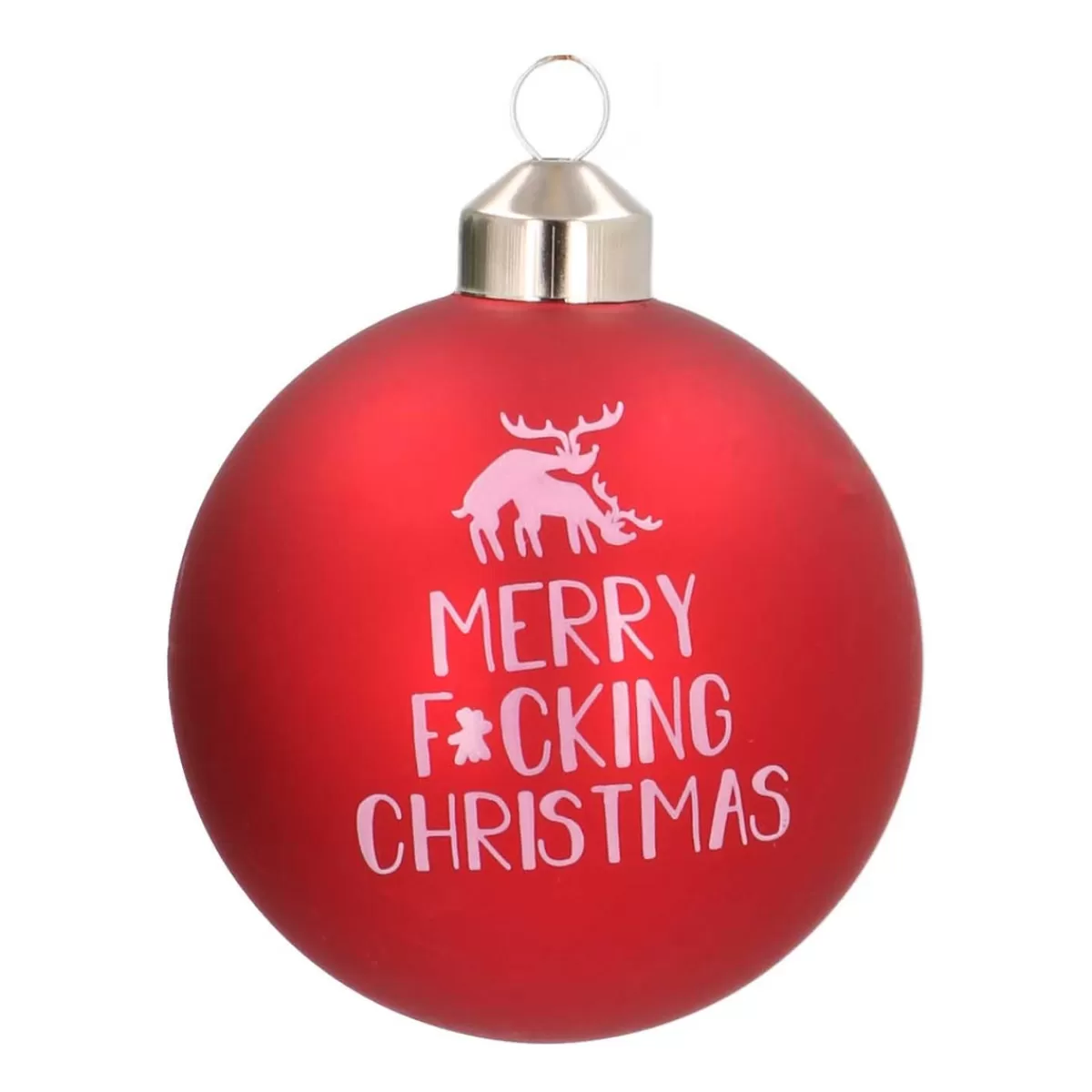 Store It's all about Christmas Glazen Kerstbal | 'Merry F*cking Christmas' | Rood | 8 Cm