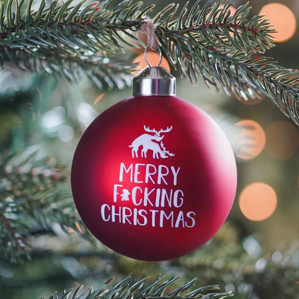 Store It's all about Christmas Glazen Kerstbal | 'Merry F*cking Christmas' | Rood | 8 Cm