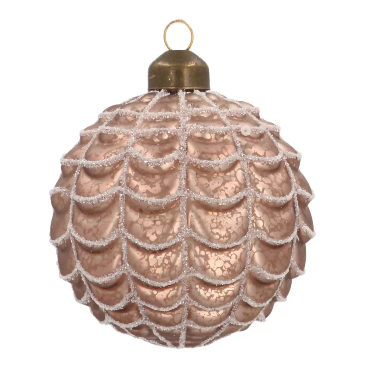 Store It's all about Christmas Glazen Kerstbal | Taupe Met Craquelé | 8 Cm