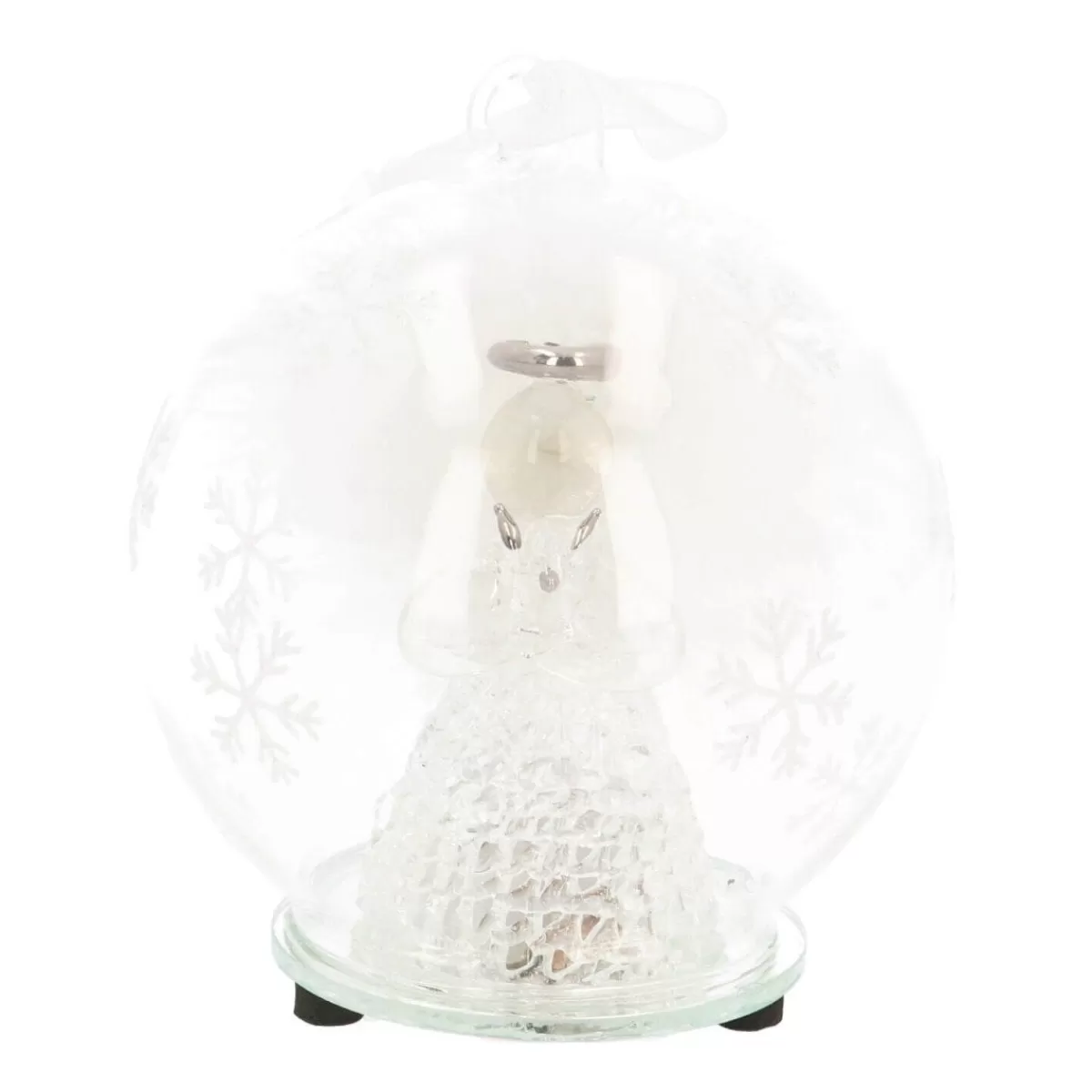 Online It's all about Christmas Glazen Kerstbal Met Engel En Duif LED 10 Cm