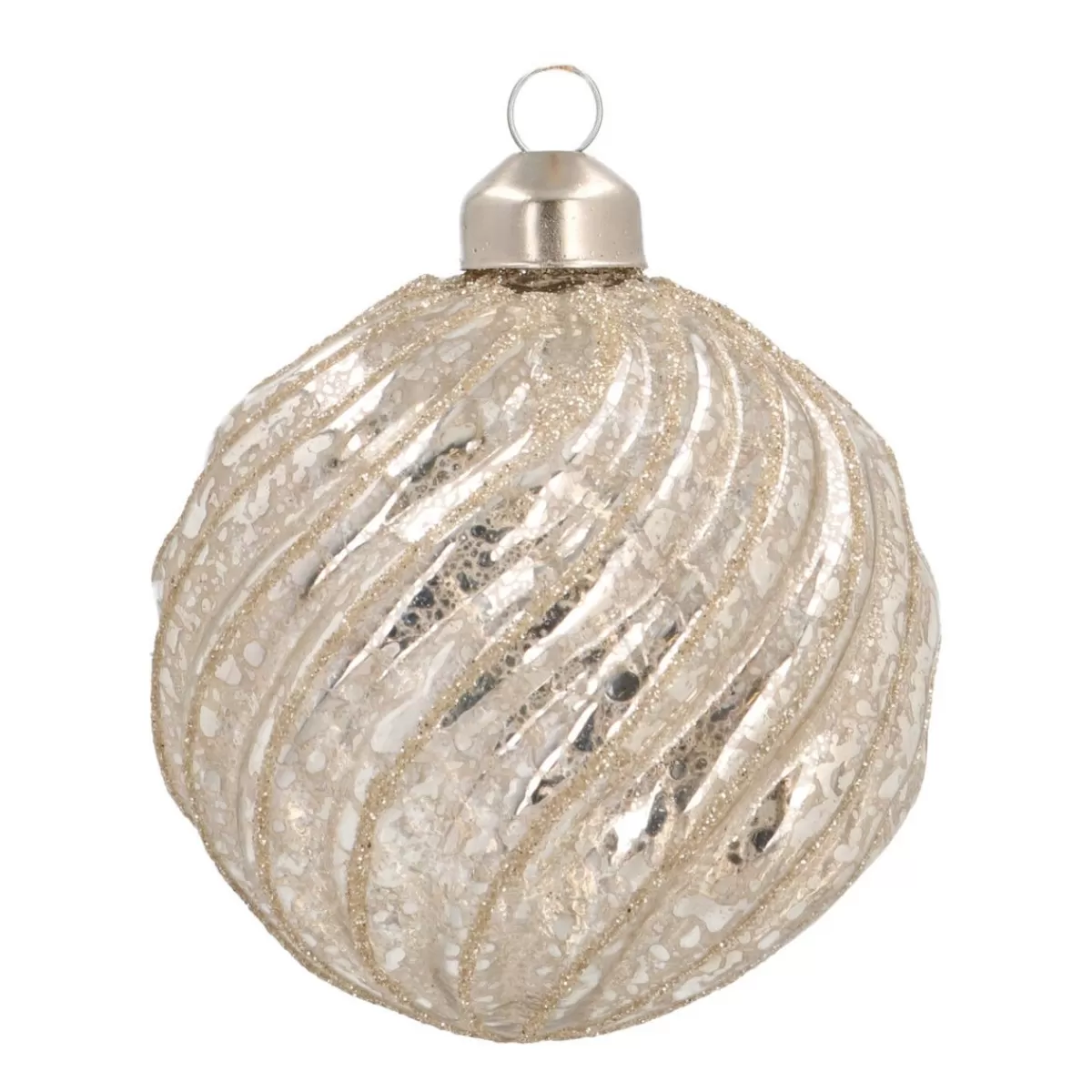 Store It's all about Christmas Glazen Kerstbal Met Swirl | Champagne | 8 Cm