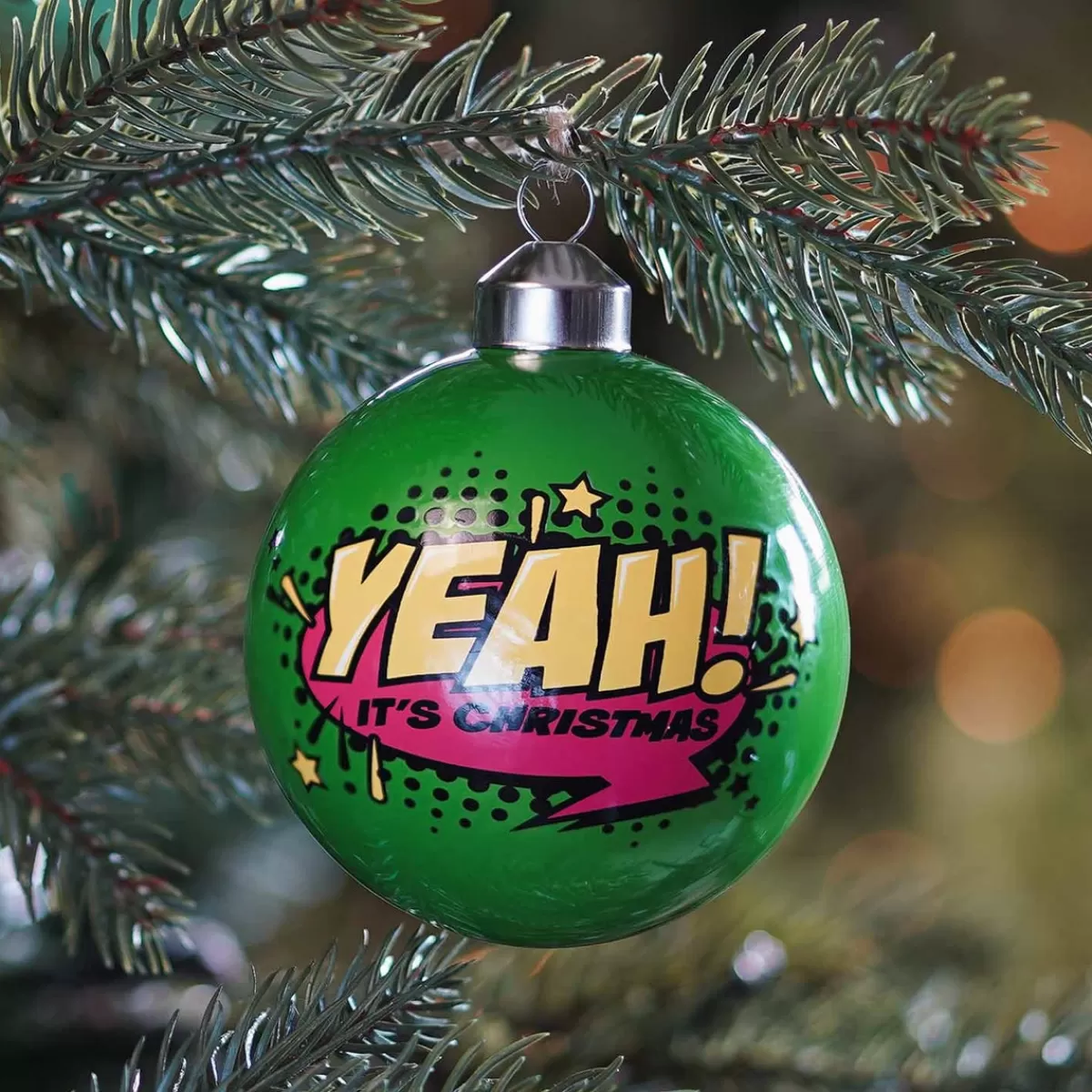 Cheap It's all about Christmas Glazen Kerstbal "Yeah" | Glas | Groen | 8 Cm