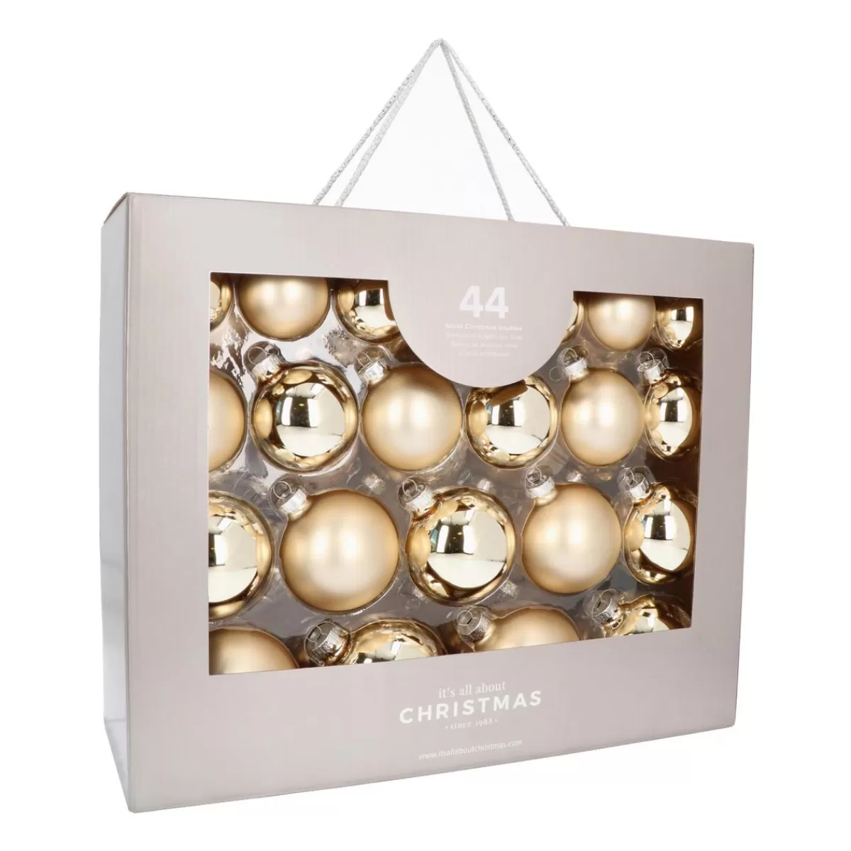 Best It's all about Christmas Glazen Kerstballen 44 St | Lichtgoud | 5-8 Cm | In Koffer