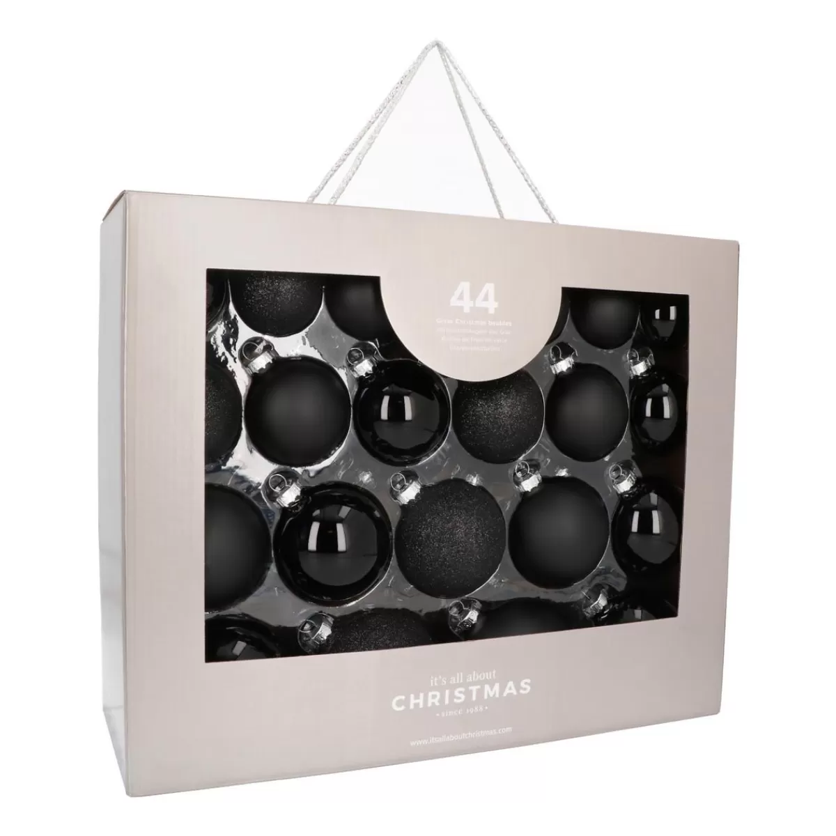 Best It's all about Christmas Glazen Kerstballen 44 St | Zwart | 5-8 Cm | In Koffer