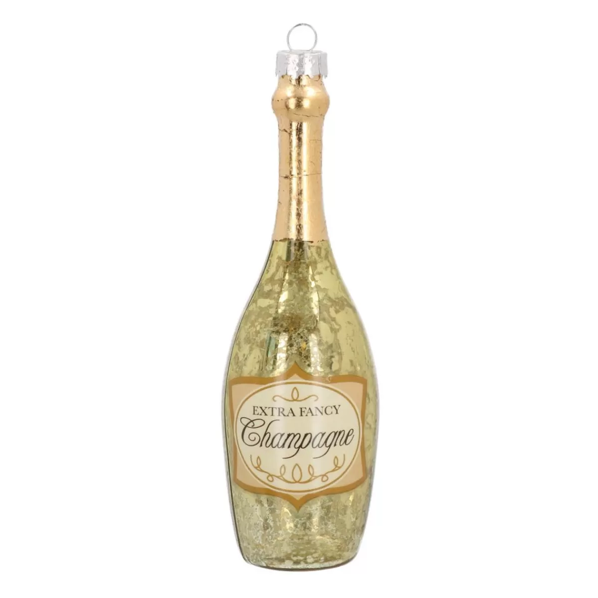 Best It's all about Christmas Glazen Kersthanger Champagnefles | Handgeschilderd | Goud | 14 Cm