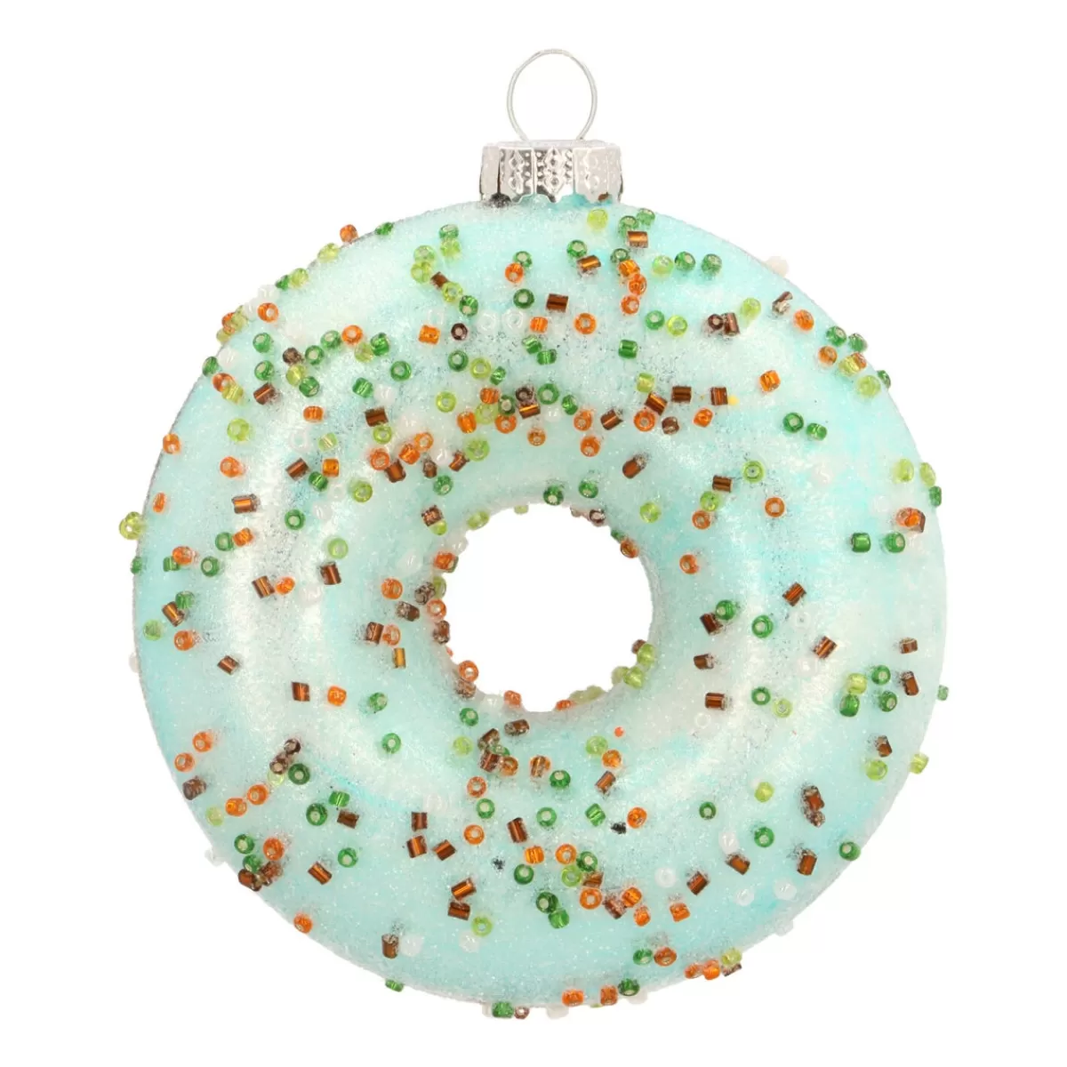 Discount It's all about Christmas Glazen Kersthanger Donut | Lichtblauw | 10 Cm