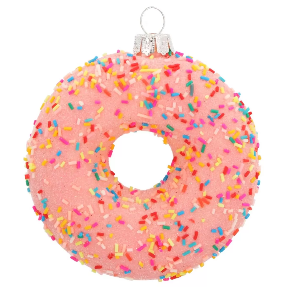 Clearance It's all about Christmas Glazen Kersthanger Donut | Oranje | 10 Cm