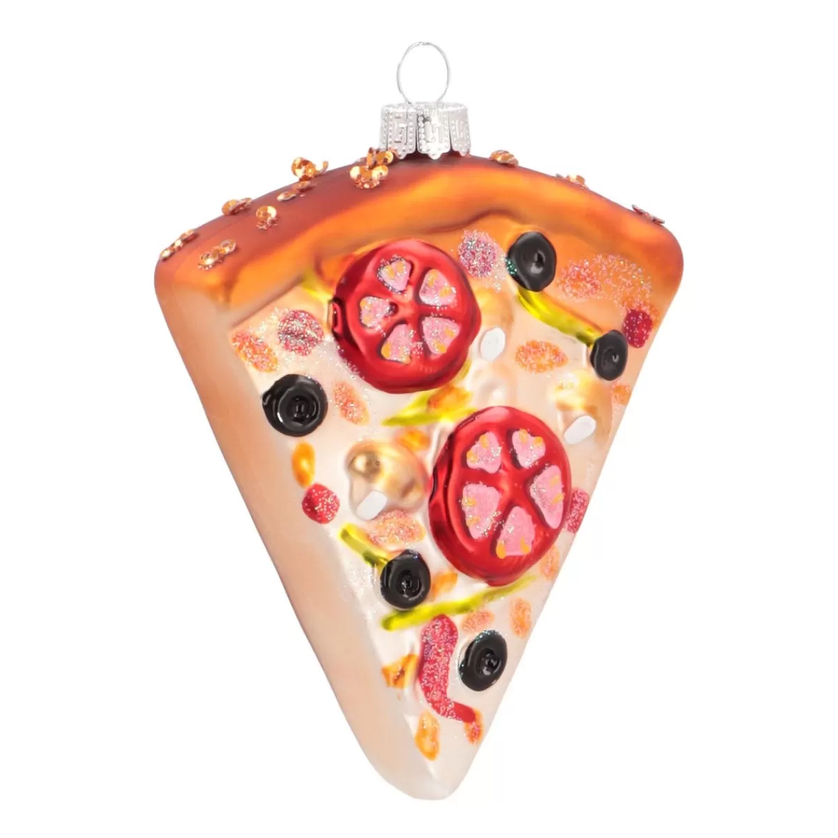 Flash Sale It's all about Christmas Glazen Kersthanger Pizza | Handgeschilderd | Multi | 11 Cm