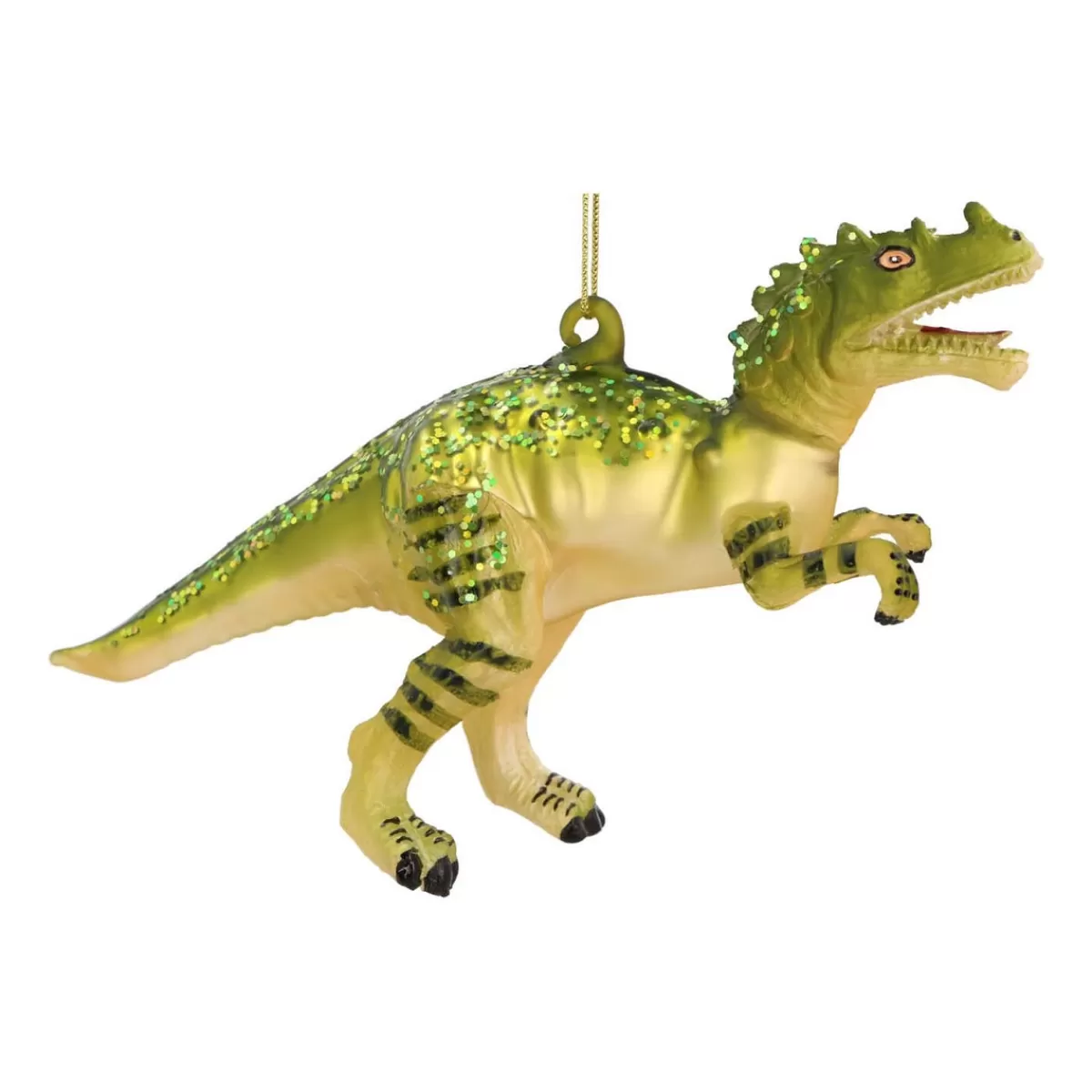 Clearance It's all about Christmas Glazen Kersthanger T-Rex | Handgeschilderd | Groen | 17 Cm