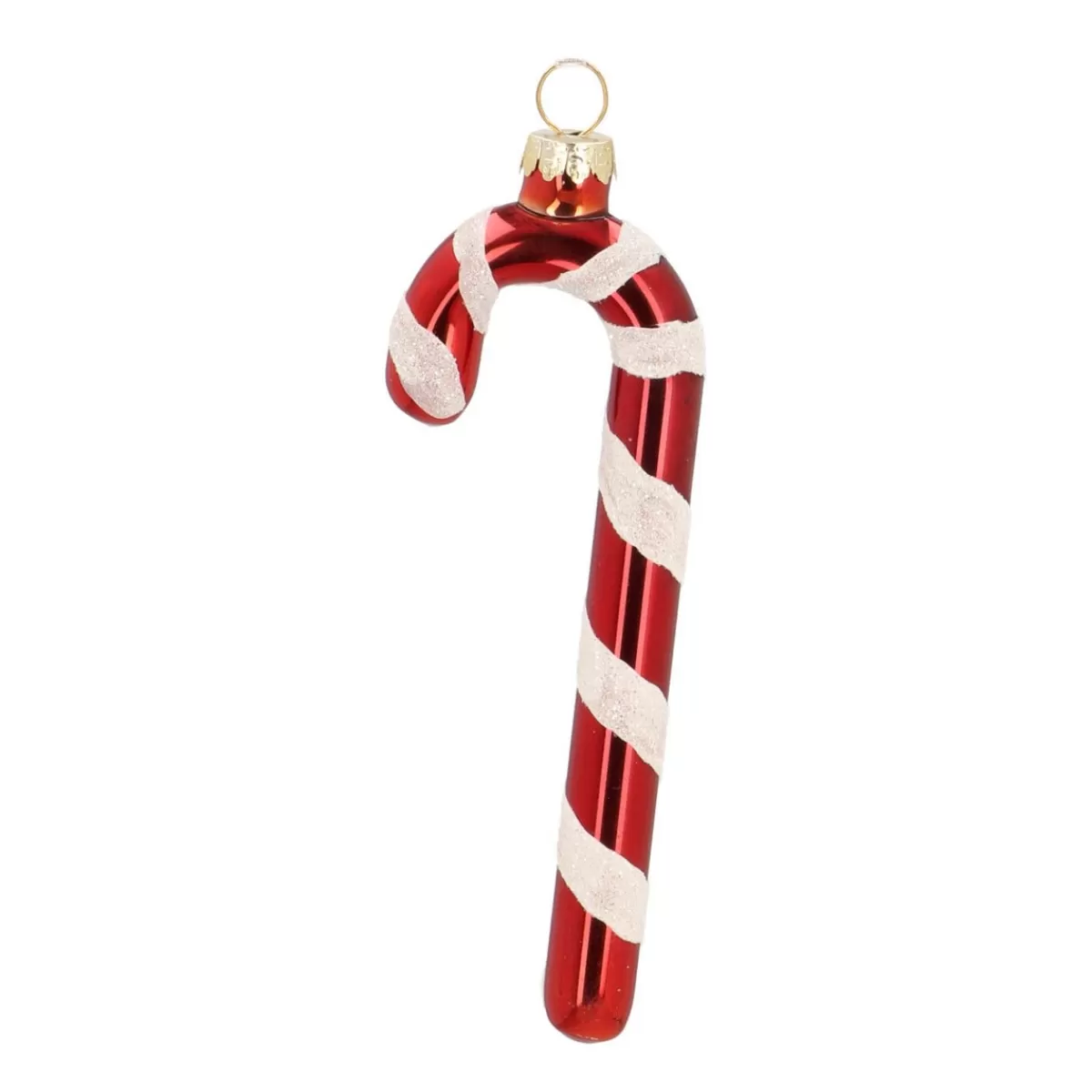 Online It's all about Christmas Glazen Zuurstok | Rood-wit | 12 Cm