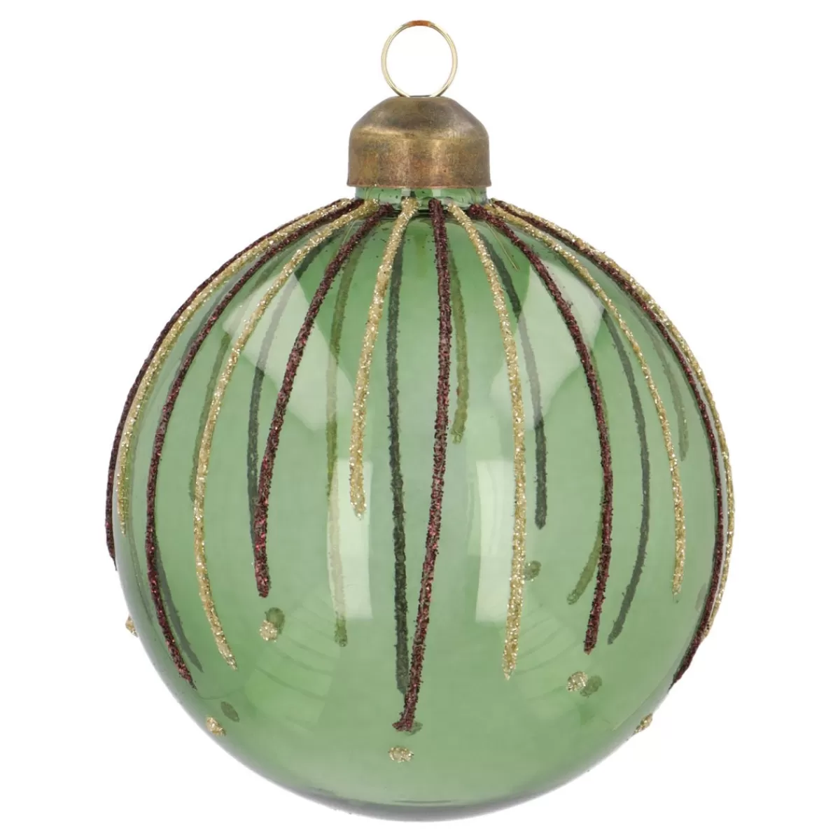 Best Sale It's all about Christmas Groene Kerstbal Met Glitterlijnen