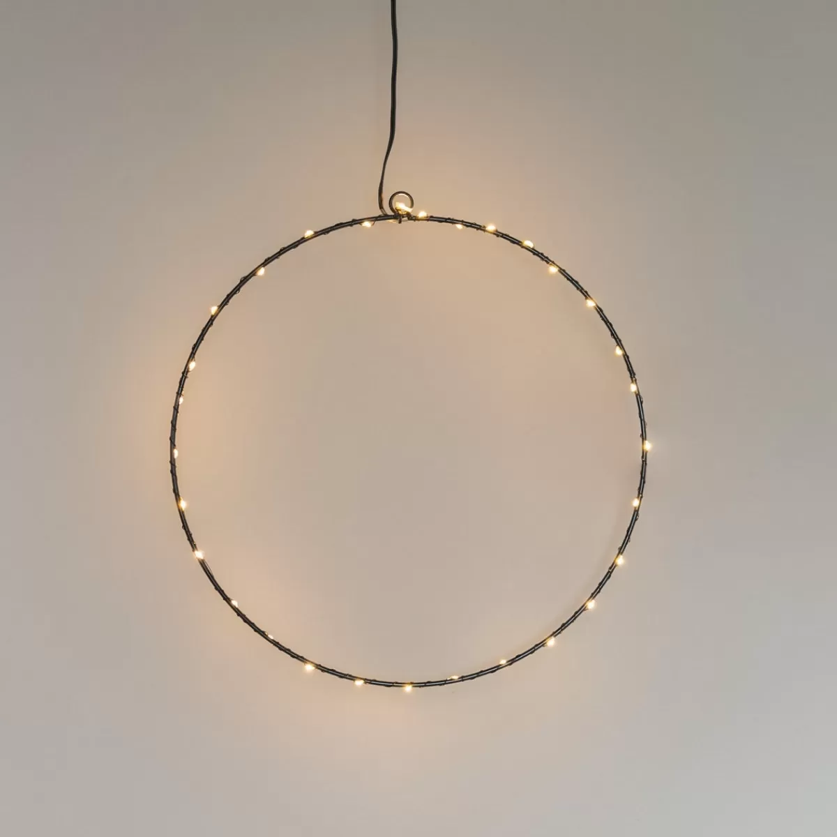 Best Sale It's all about Christmas Hangende Metalen Ring Met LED | Ø 40 Cm | Zwart