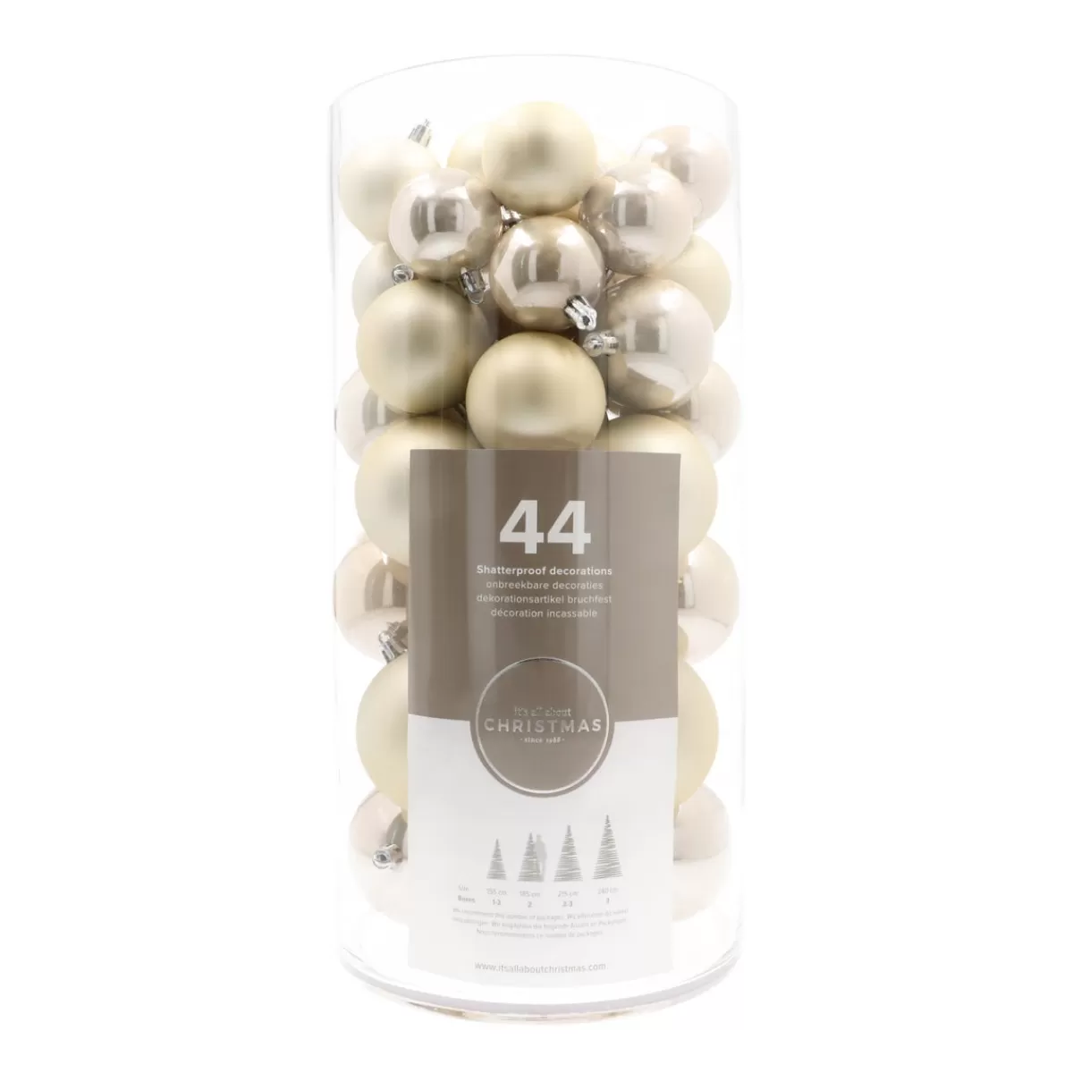 Online It's all about Christmas Kerstballen 44 St | Champagne | Kunststof | 5-8 Cm | In Koker