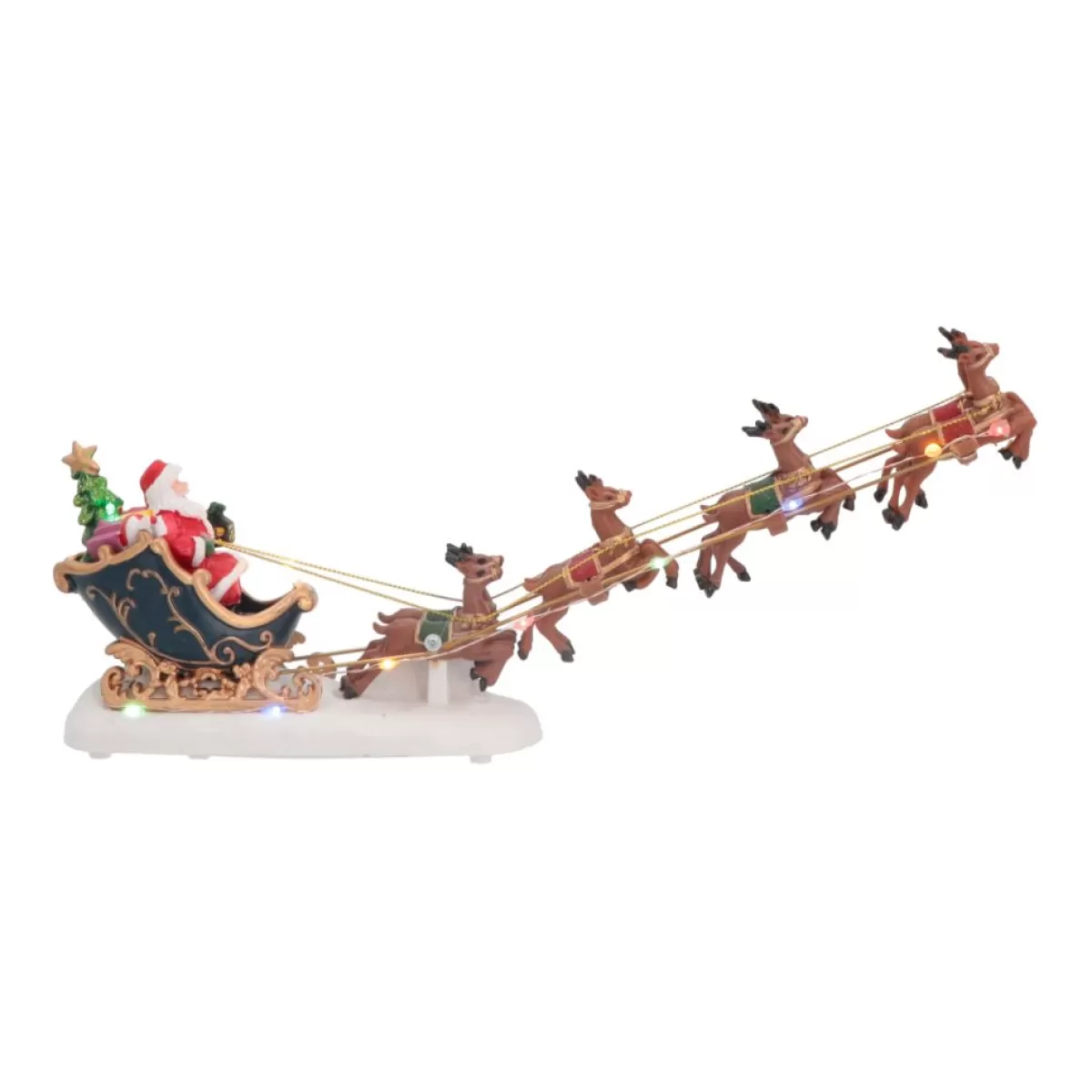 Best Sale It's all about Christmas Kerstdorp Kerstman Met Rendieren | Led-verlichting | 36cm Lang