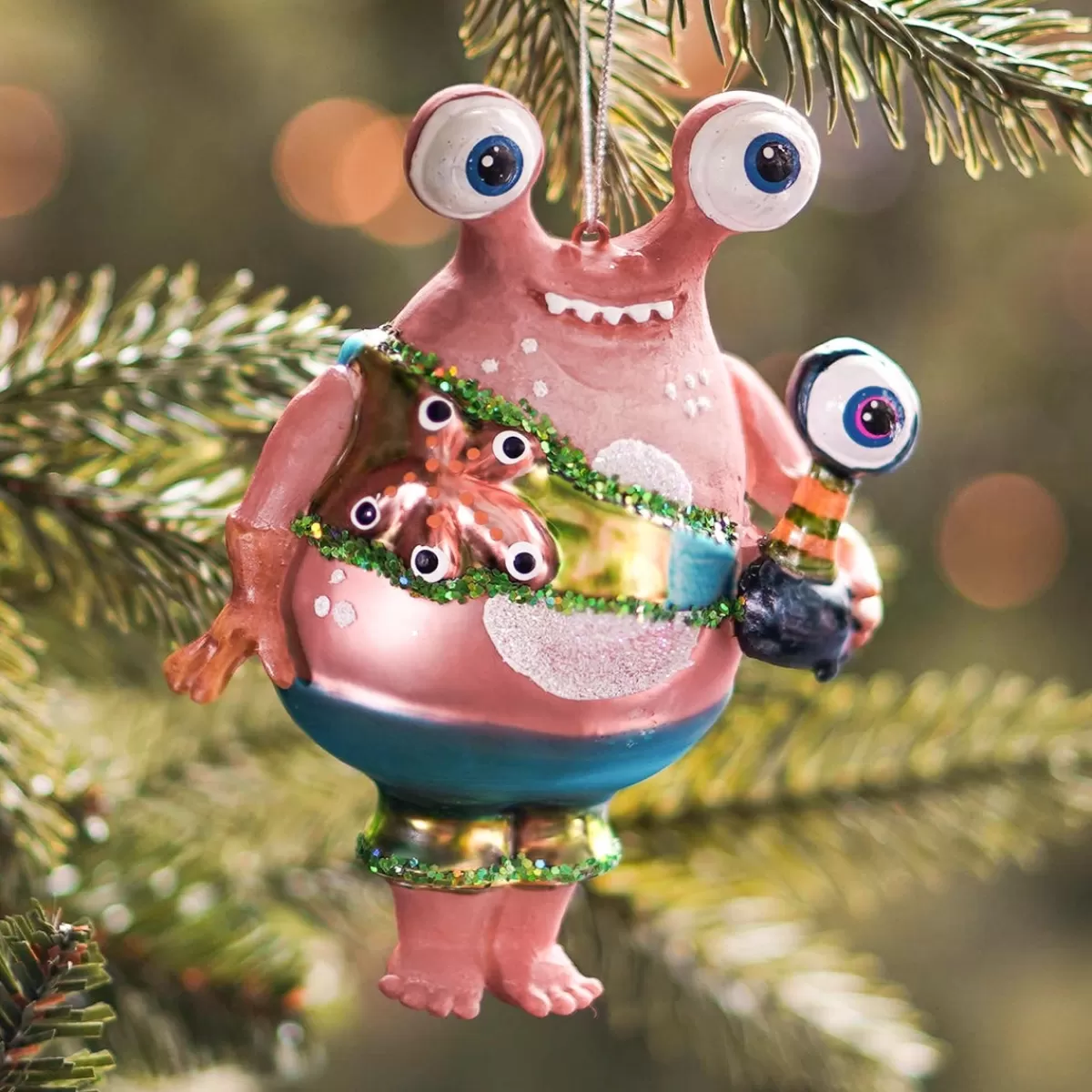 Sale It's all about Christmas Kersthanger Alien Monster | Glas | Multi | 12cm