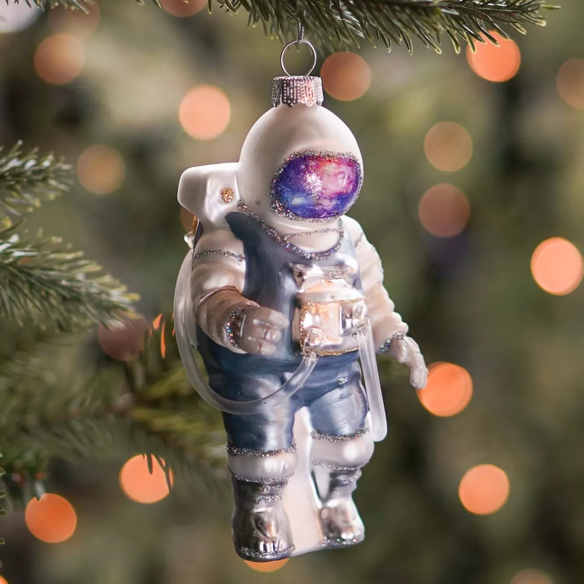 Best It's all about Christmas Kersthanger Astronaut | Glas | Zilver | 14cm