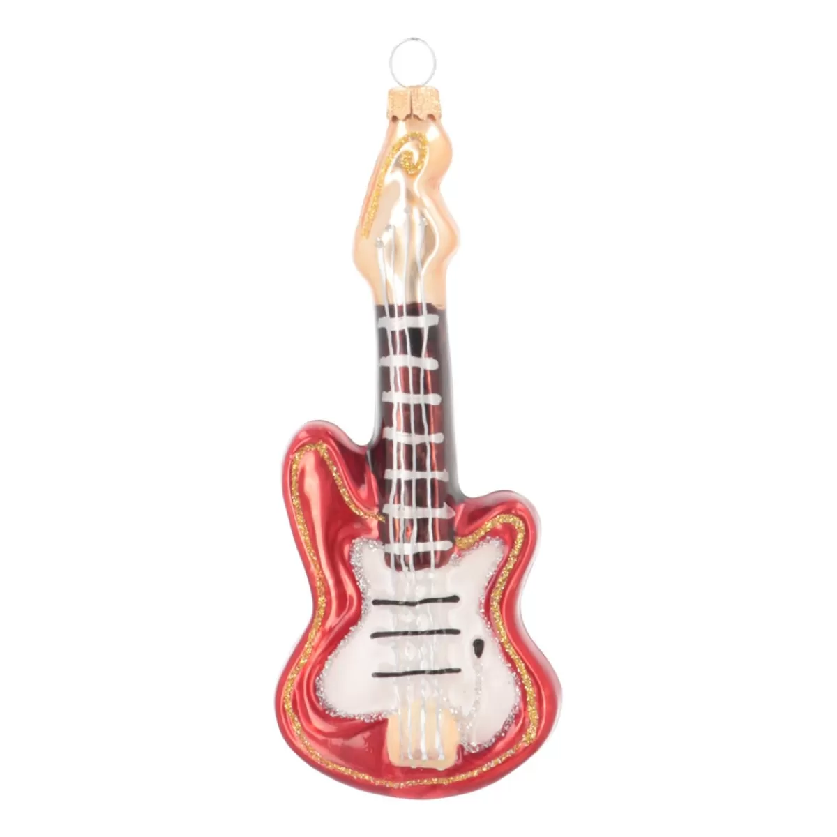 Best It's all about Christmas Kersthanger Gitaar | Glas | Rood-wit | 15cm