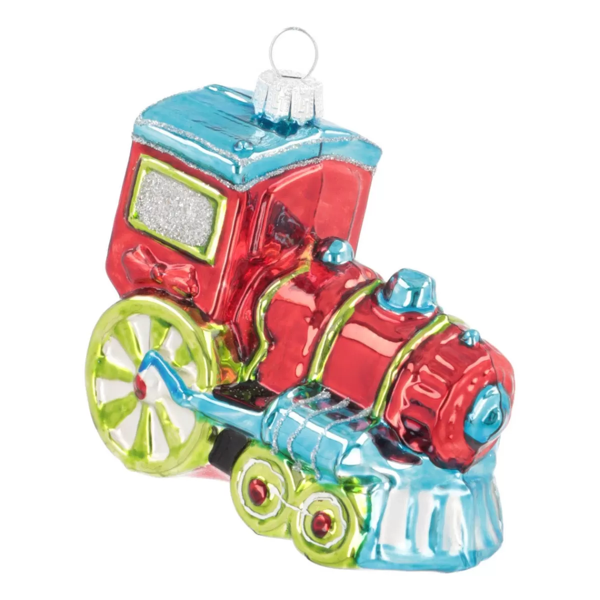 Best It's all about Christmas Kersthanger Locomotief | Glas | Rood-groen | 10cm