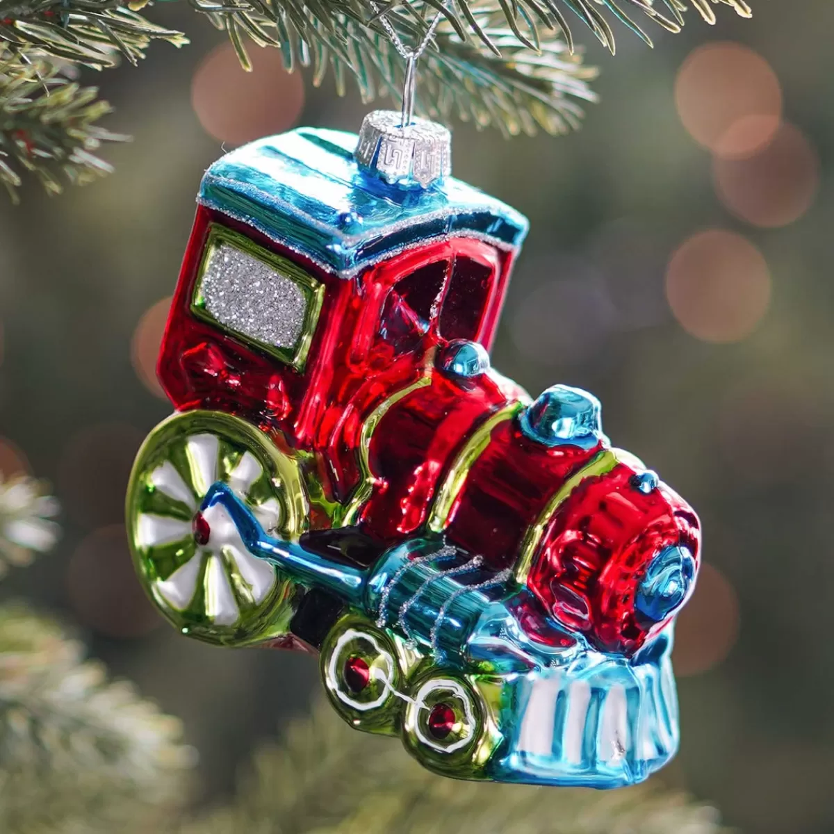 Best It's all about Christmas Kersthanger Locomotief | Glas | Rood-groen | 10cm