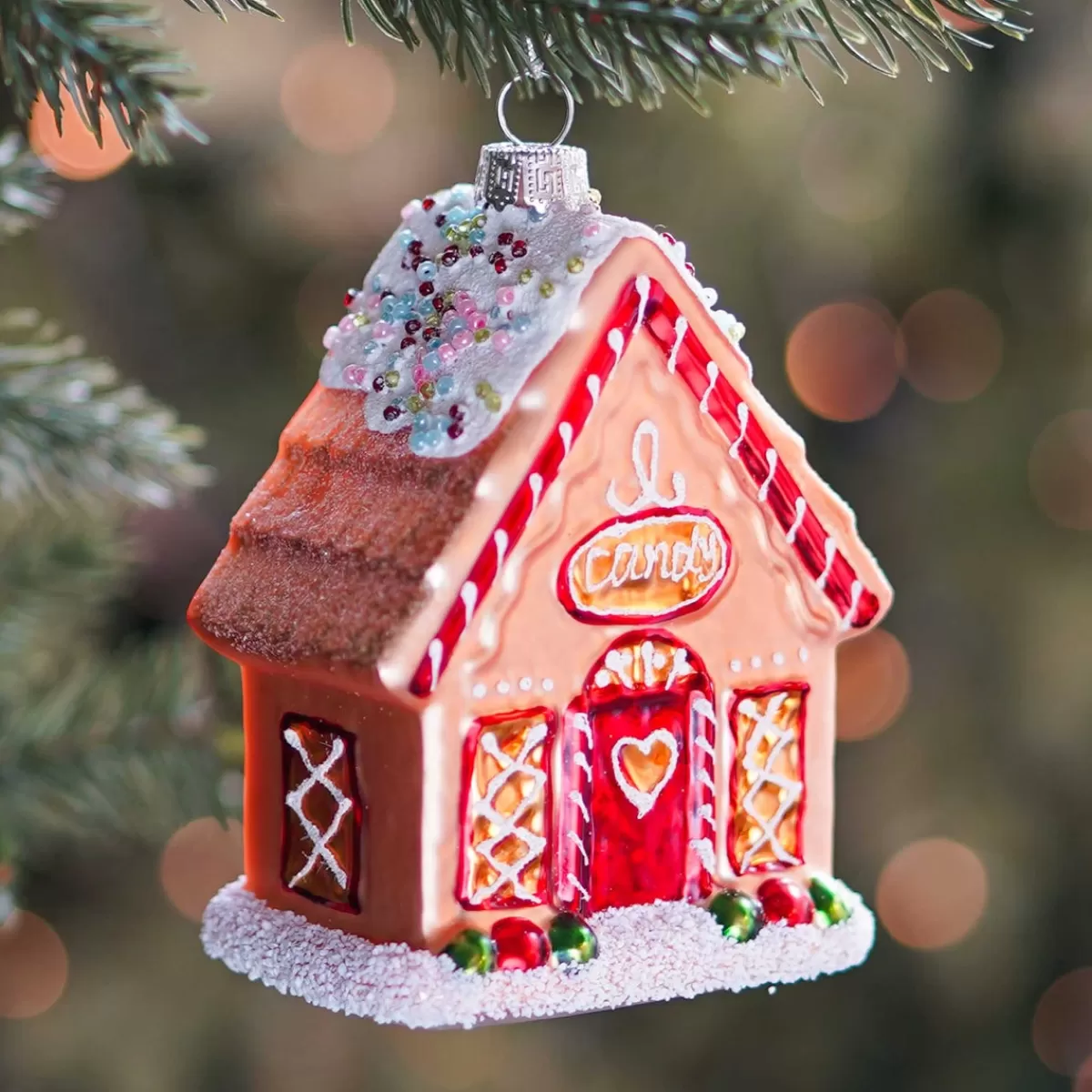 Discount It's all about Christmas Kersthanger Peperkoekhuisje | Glas | Bruin | 11cm