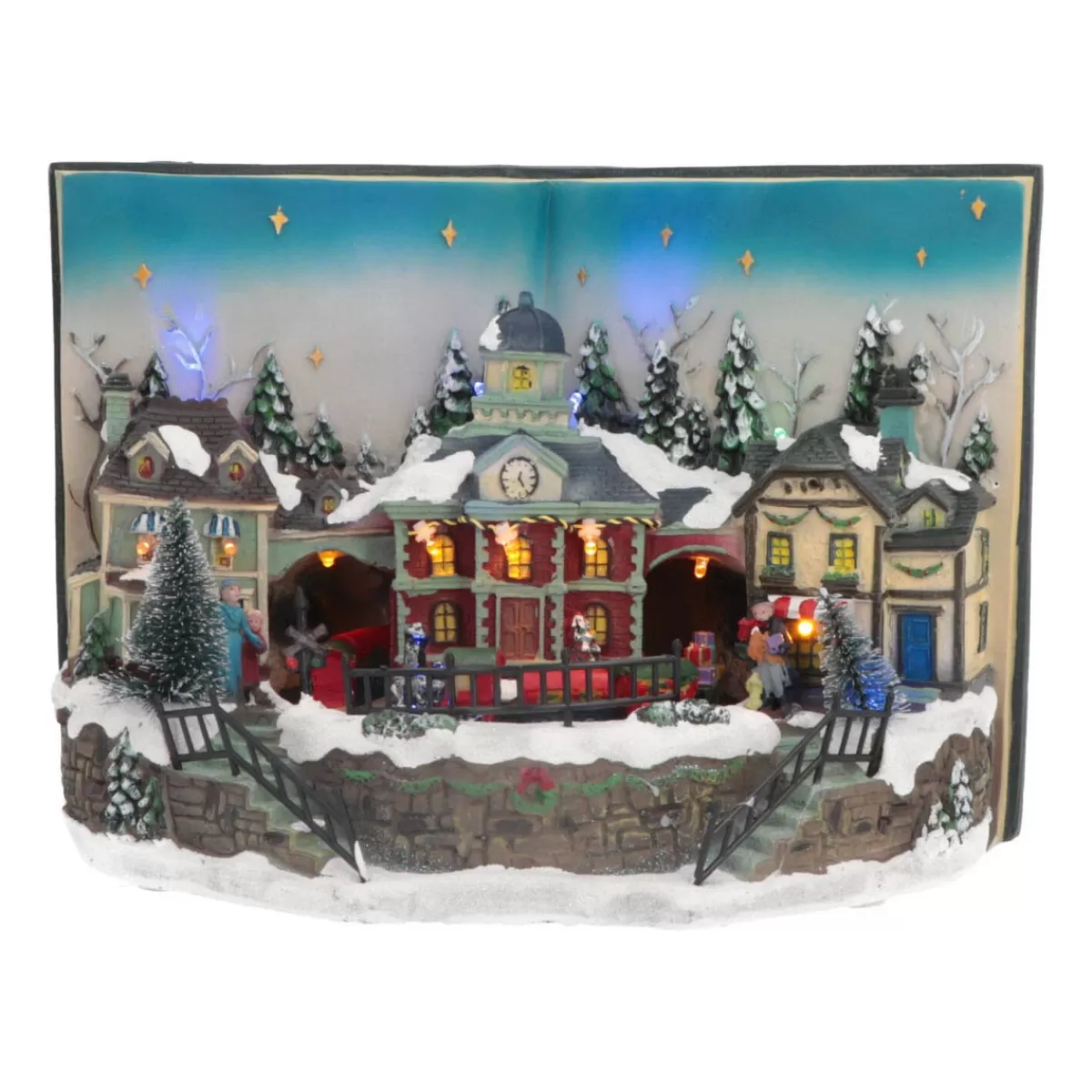 Best Sale It's all about Christmas Kersttafereel Met Boek | 27 Cm | Led & Muziek