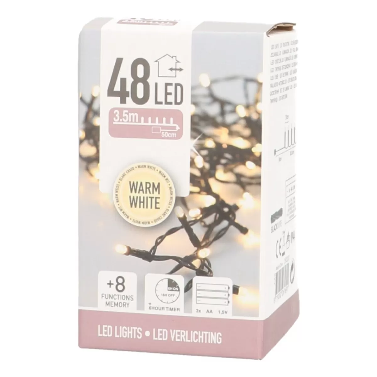 Shop It's all about Christmas Kerstverlichting | 48 LED | 3,5 M | Warm Wit | Met Timer | Op Batterij | Binnen En Buiten