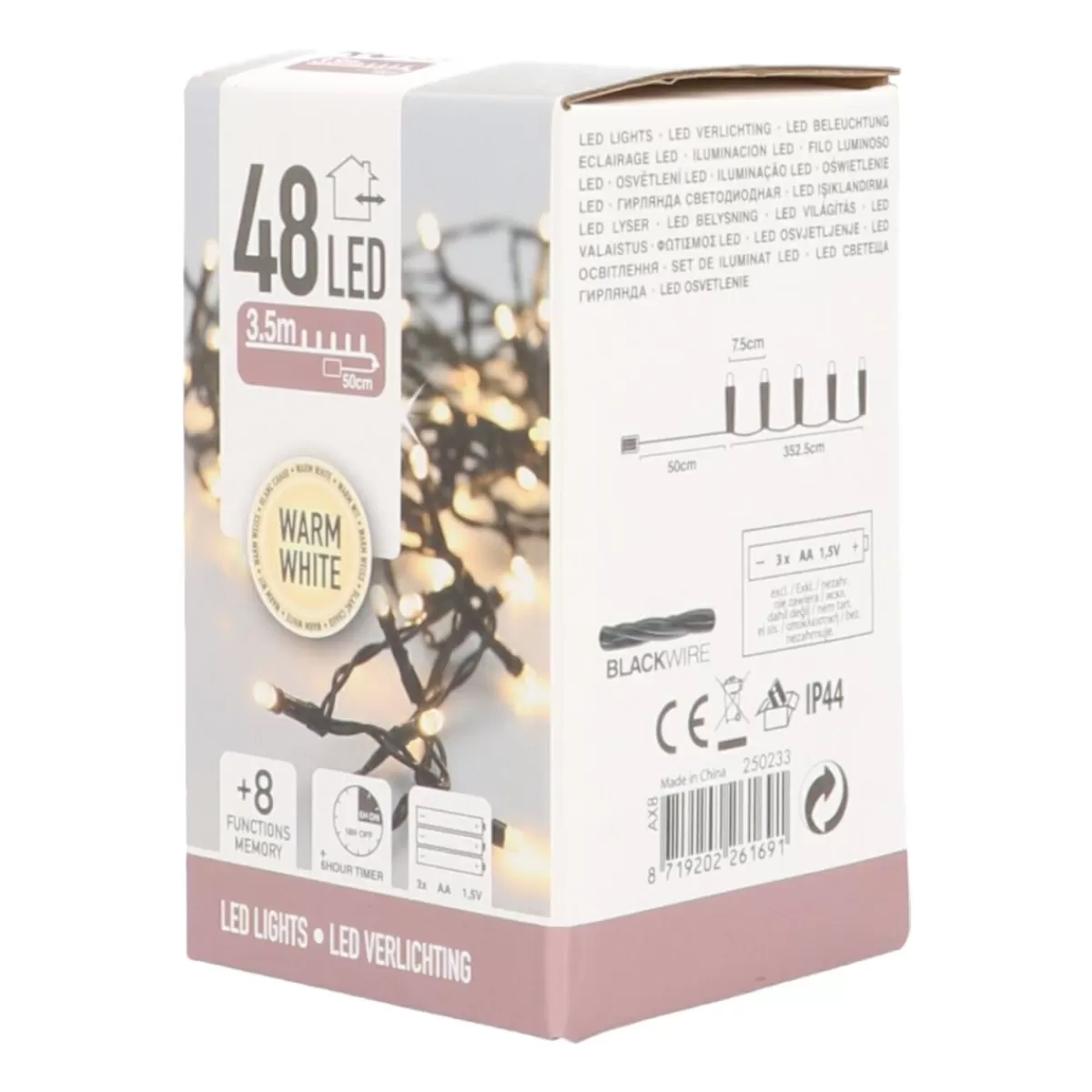 Shop It's all about Christmas Kerstverlichting | 48 LED | 3,5 M | Warm Wit | Met Timer | Op Batterij | Binnen En Buiten