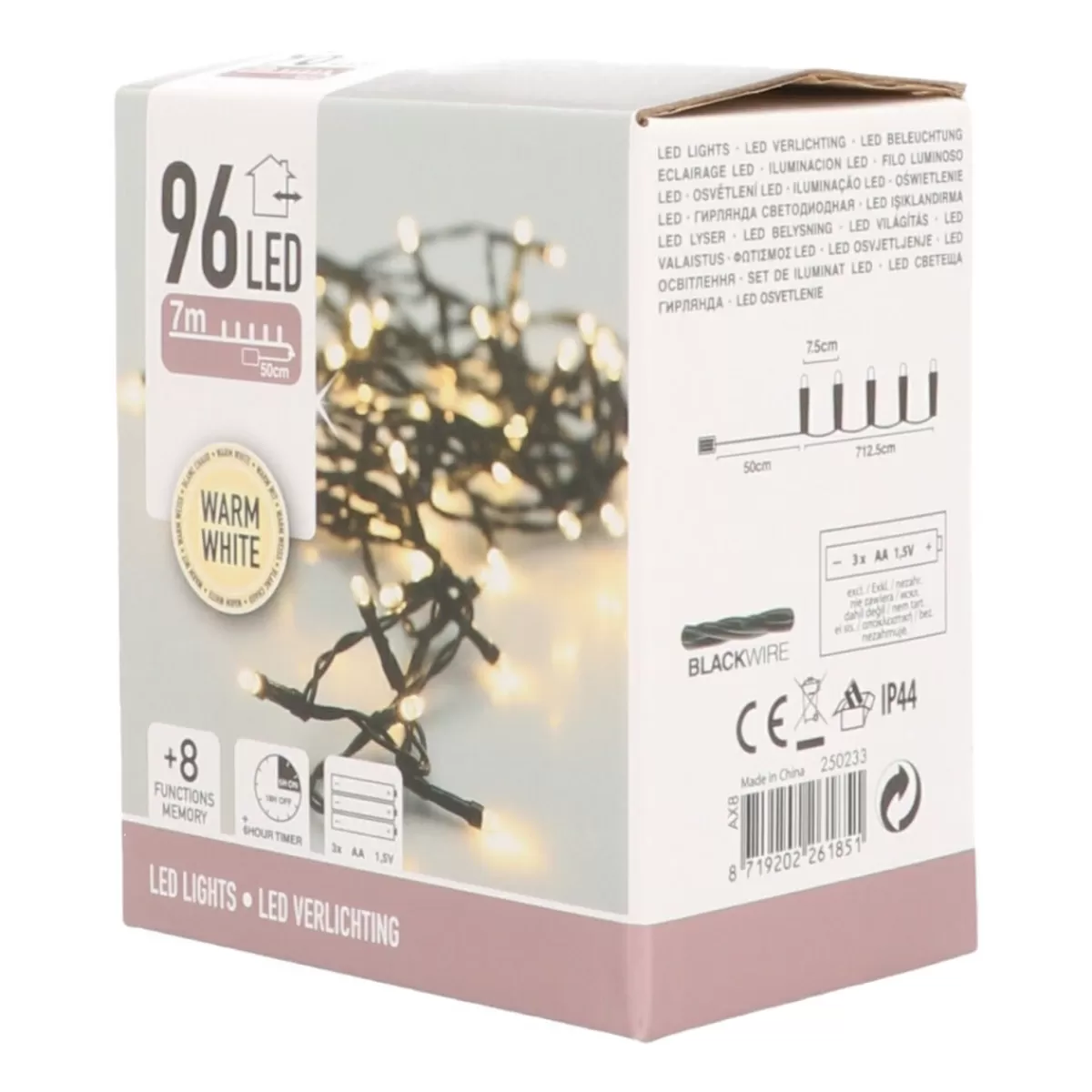Fashion It's all about Christmas Kerstverlichting | 96 LED | 7 M | Warm Wit | Met Timer | Op Batterij | Binnen En Buiten