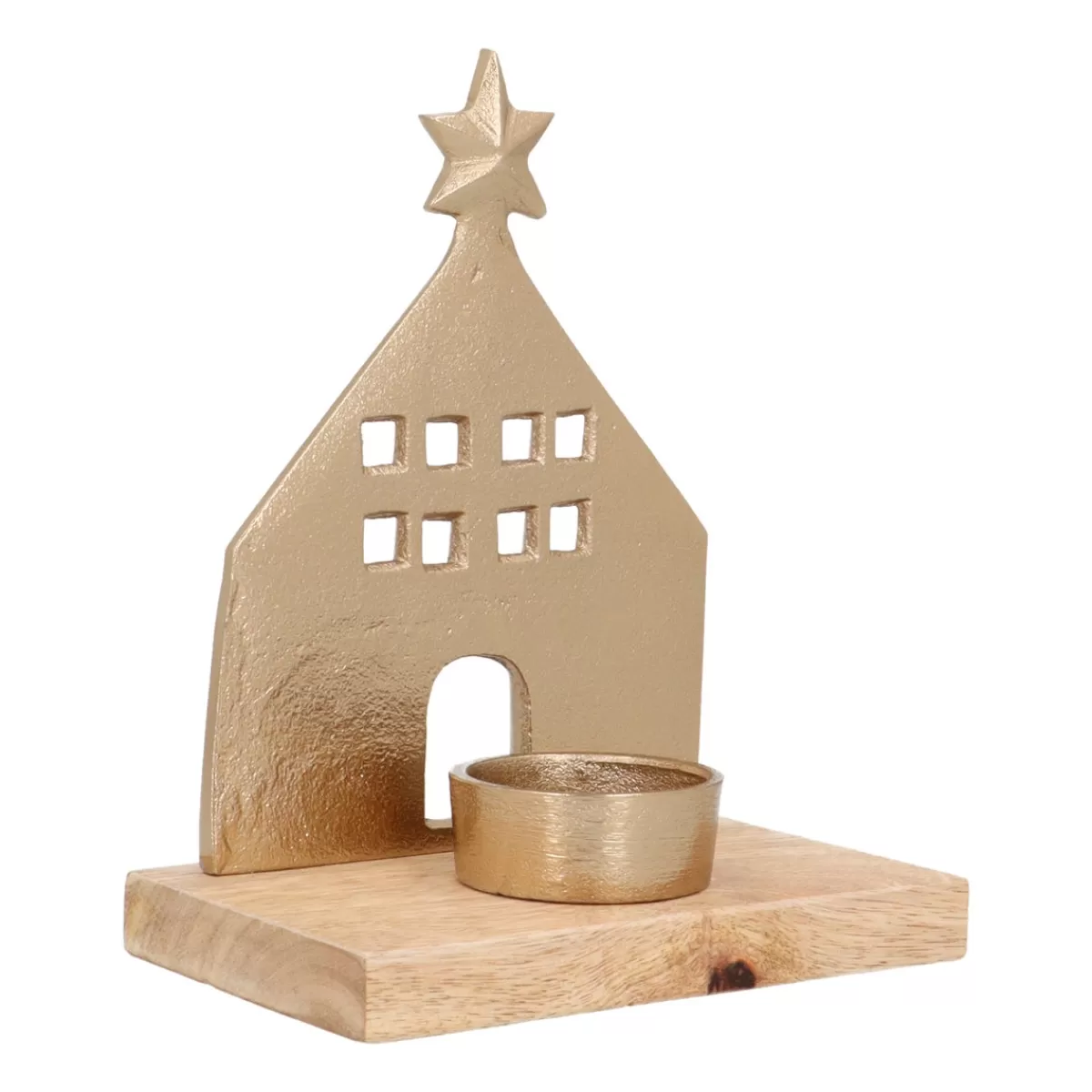 Best It's all about Christmas Knus Gouden Huisje Met Waxinelichthouder