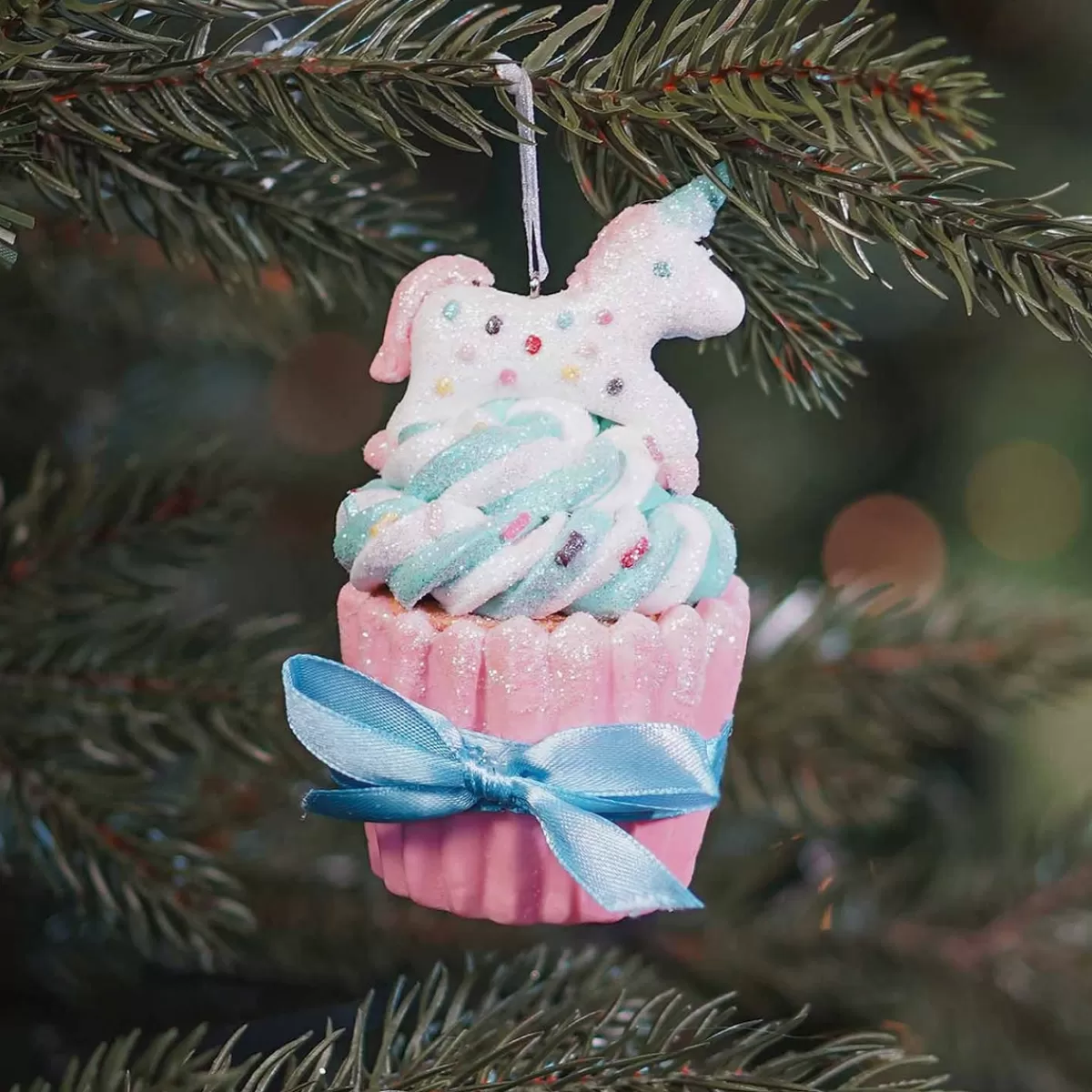 Discount It's all about Christmas Kunststof Kersthanger Cupcake Met Eenhoorn | 11 Cm