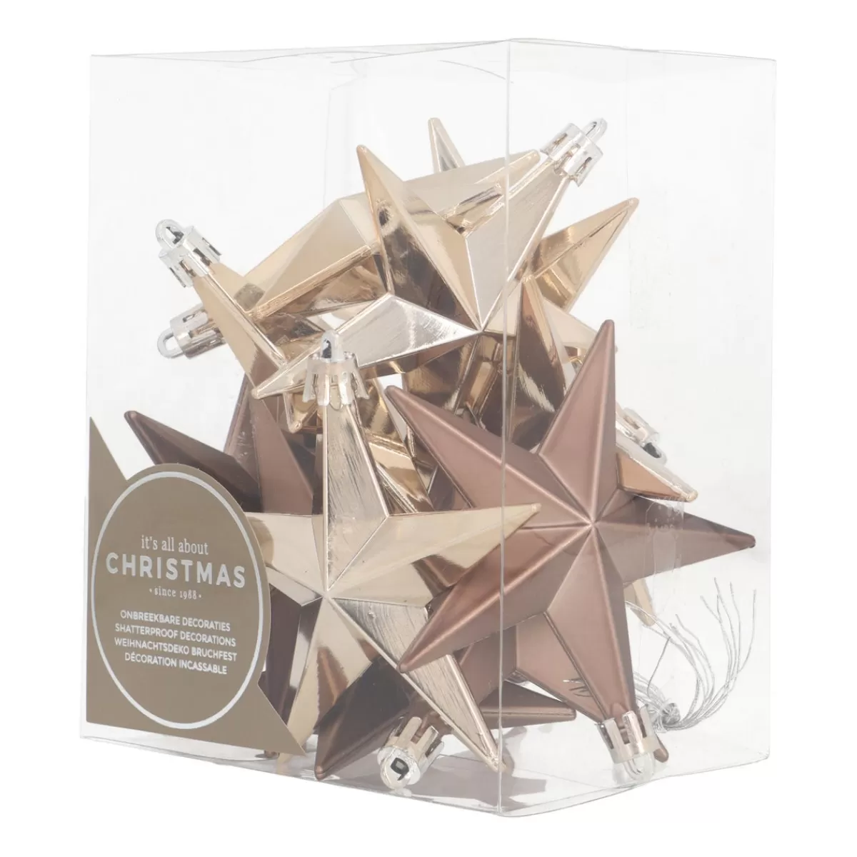 Outlet It's all about Christmas Kunststof Kerststerren 10 Cm Taupe 12 Stuks