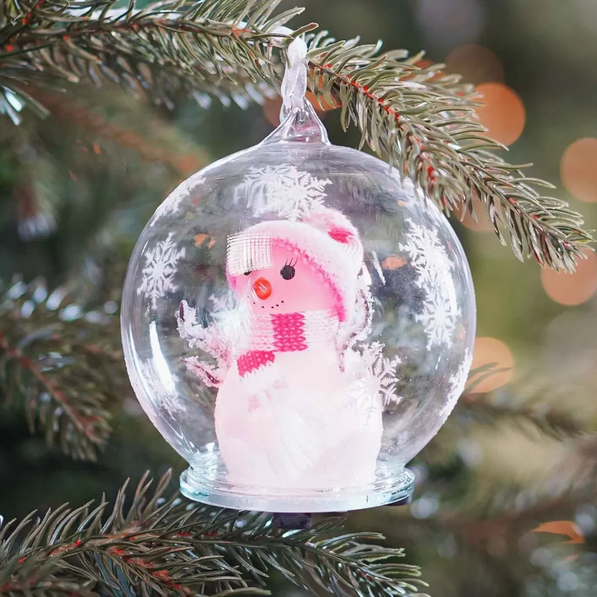 Cheap It's all about Christmas LED Sneeuwman - Glazen Kerstbal - 10cm - Roze