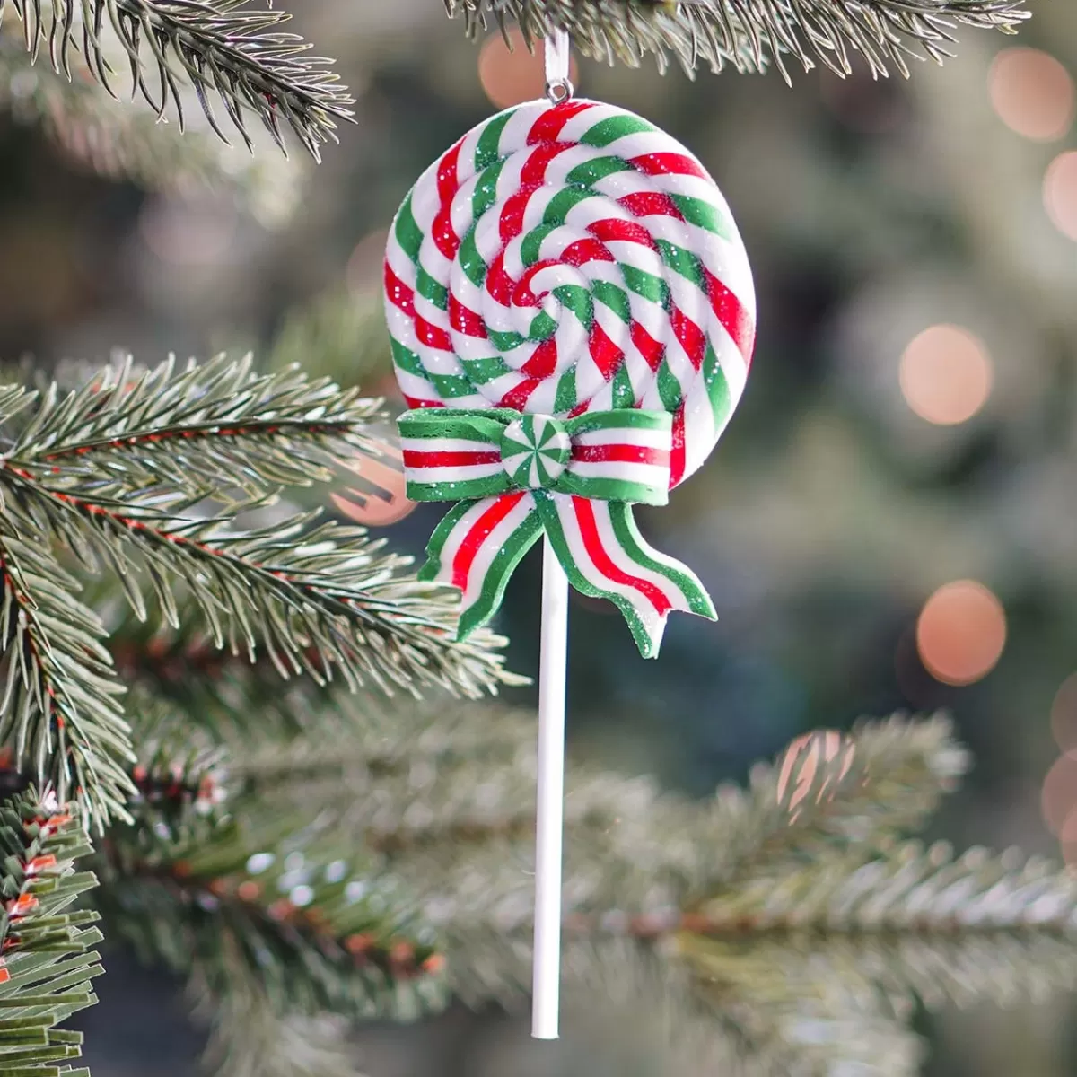 Discount It's all about Christmas Lolly Kersthanger Klei | Rood-wit-groen | Handgemaakt | 16 Cm