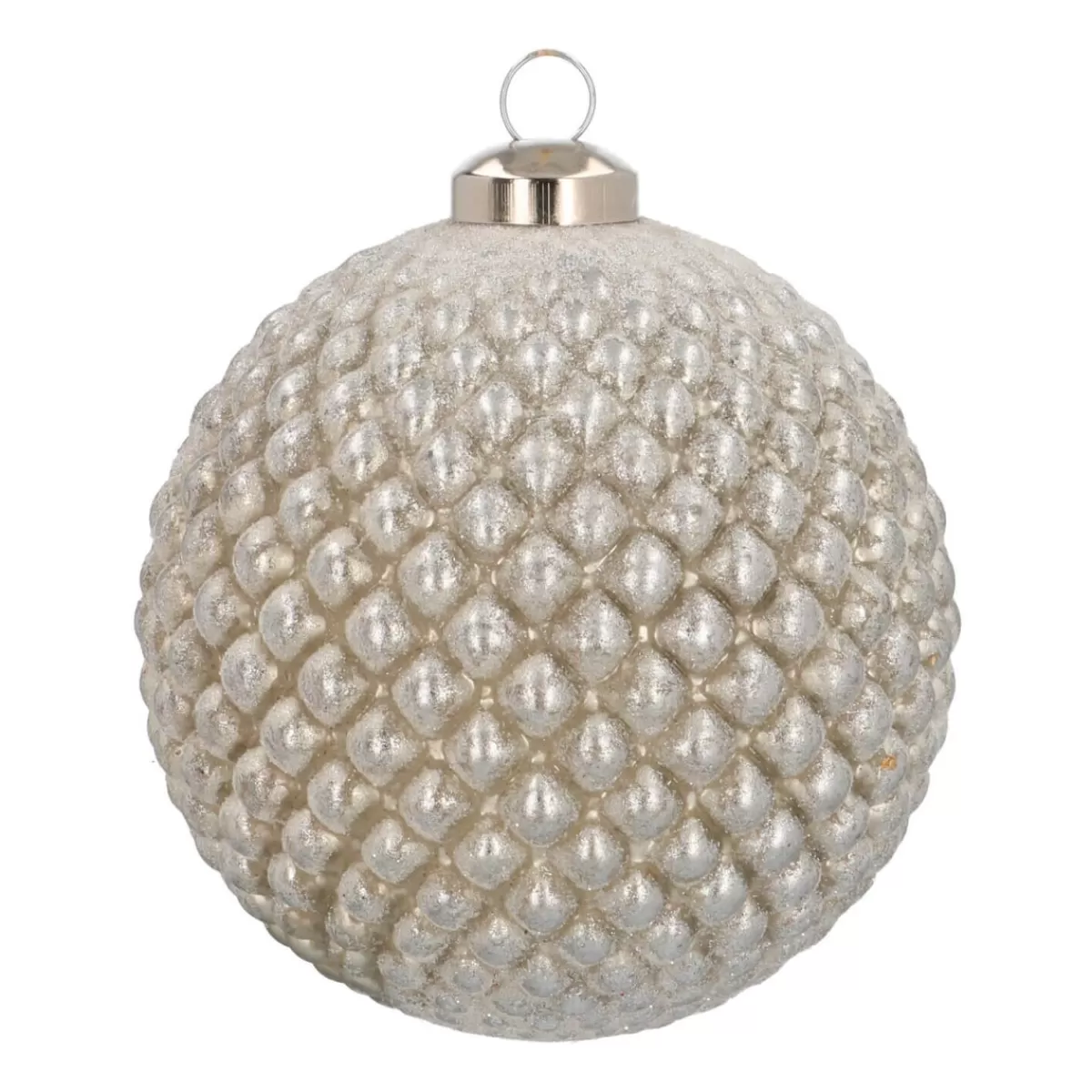 Shop It's all about Christmas Luxe Glazen Kerstbal Met Reliëf 10 Cm Antiek Zilver