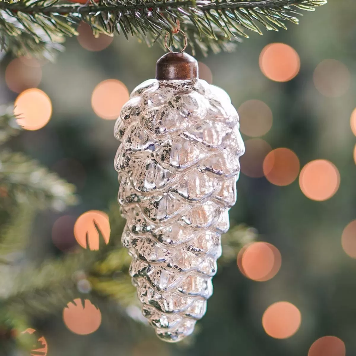 Store It's all about Christmas Luxe Kerstbal Dennenappel | Antiek-zilver | Glas | 12cm