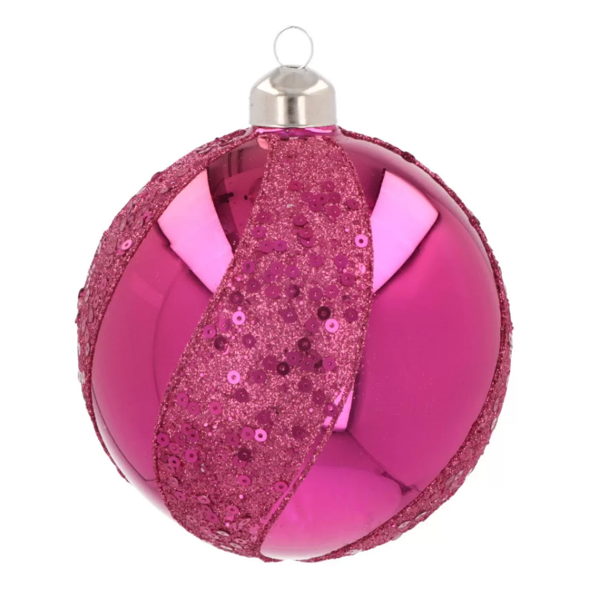 Sale It's all about Christmas Luxe Kerstbal Glitter Swirl | Glas | Fuchsia | 10cm