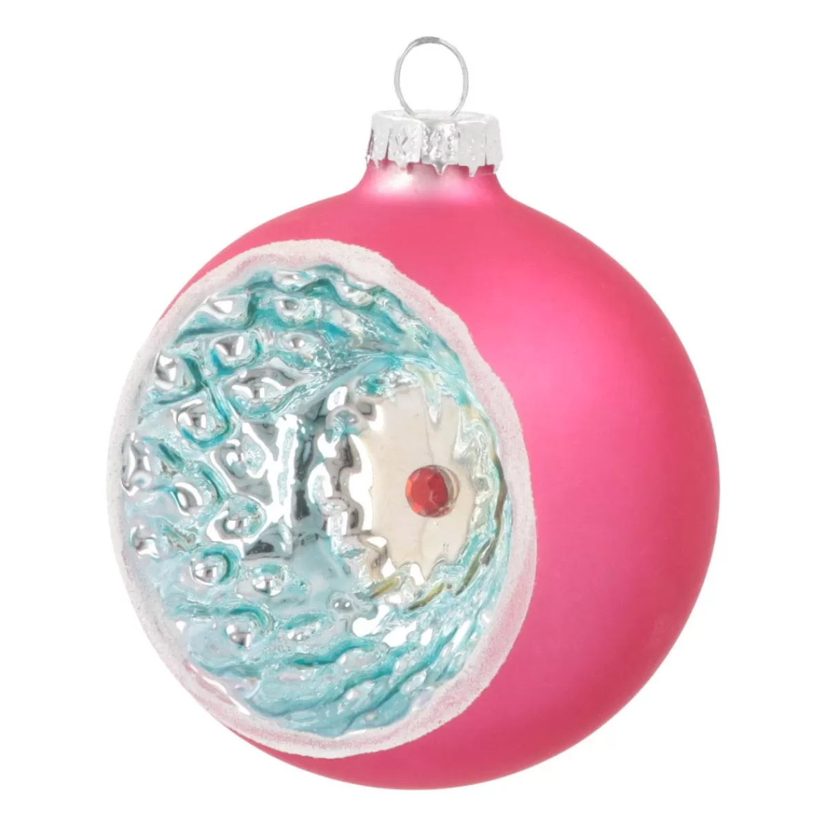 Discount It's all about Christmas Luxe Kerstbal Met Reflector | Glas | Fuchsiaroze | 8cm