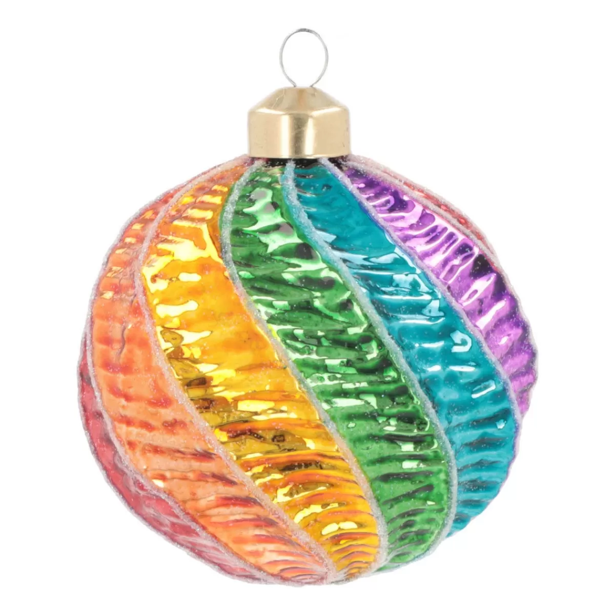 Shop It's all about Christmas Luxe Kerstbal Swirl | Glas | Multi | 8cm