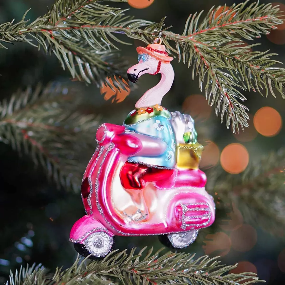 Store It's all about Christmas Luxe Kersthanger Flamingo Met Scooter 13cm