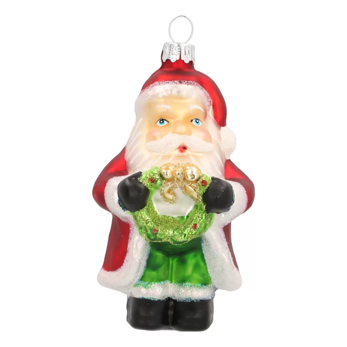 Clearance It's all about Christmas Luxe Kersthanger Kerstman Met Krans 10cm