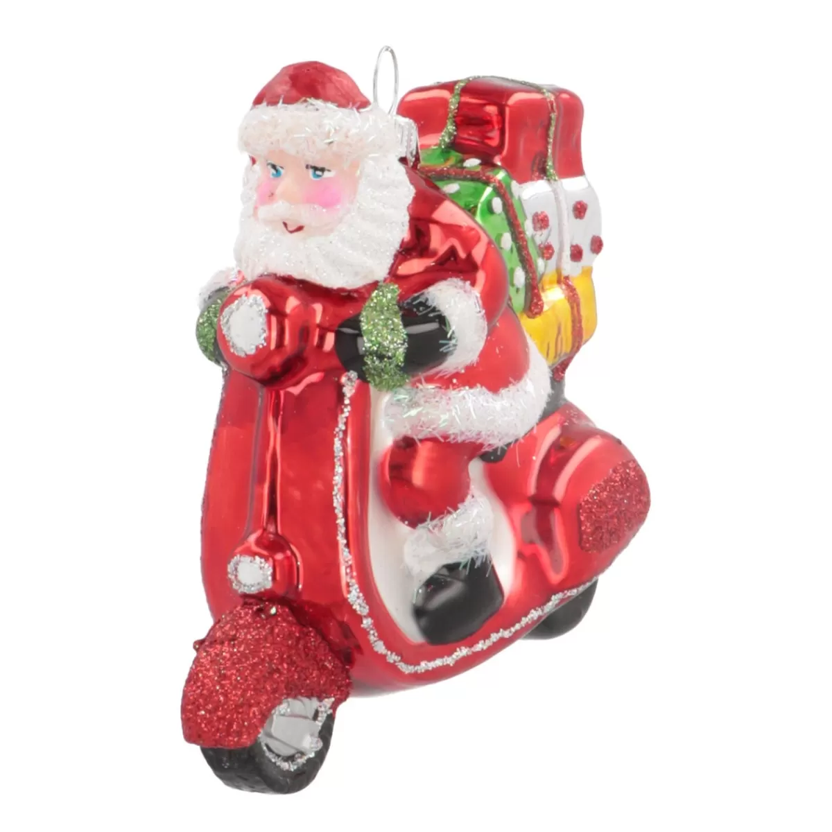 Sale It's all about Christmas Luxe Kersthanger Kerstman Met Scooter 11cm