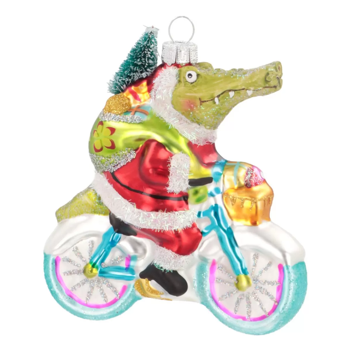 New It's all about Christmas Luxe Kersthanger Krokodil Op Fiets 13cm