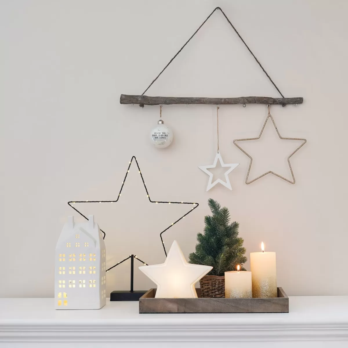 Discount It's all about Christmas Metalen Ster Op Voet | LED | 40 Cm | Zwart