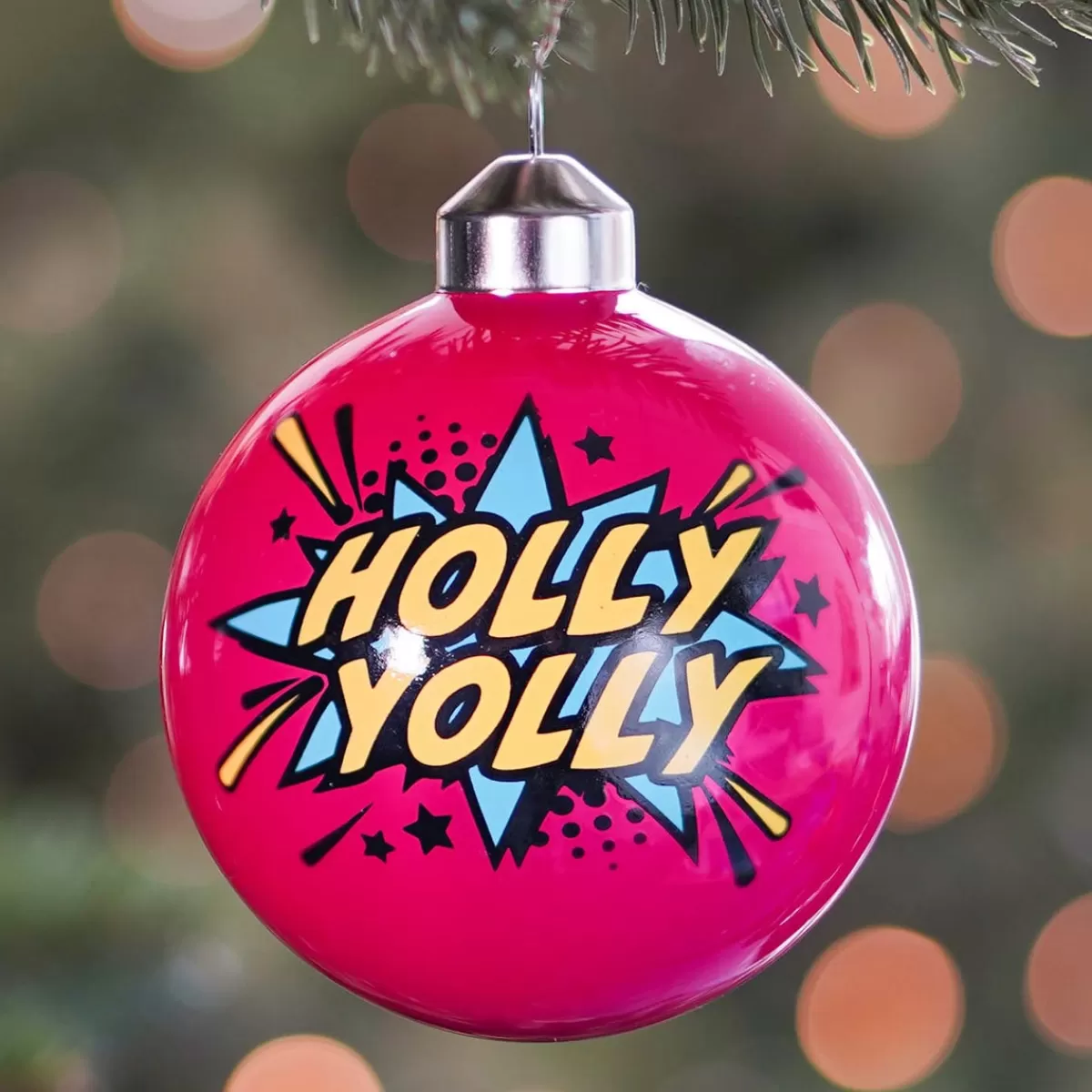 Cheap It's all about Christmas Pop-art Kerstbal "Holly Jolly" | Glas | Roze | 8 Cm